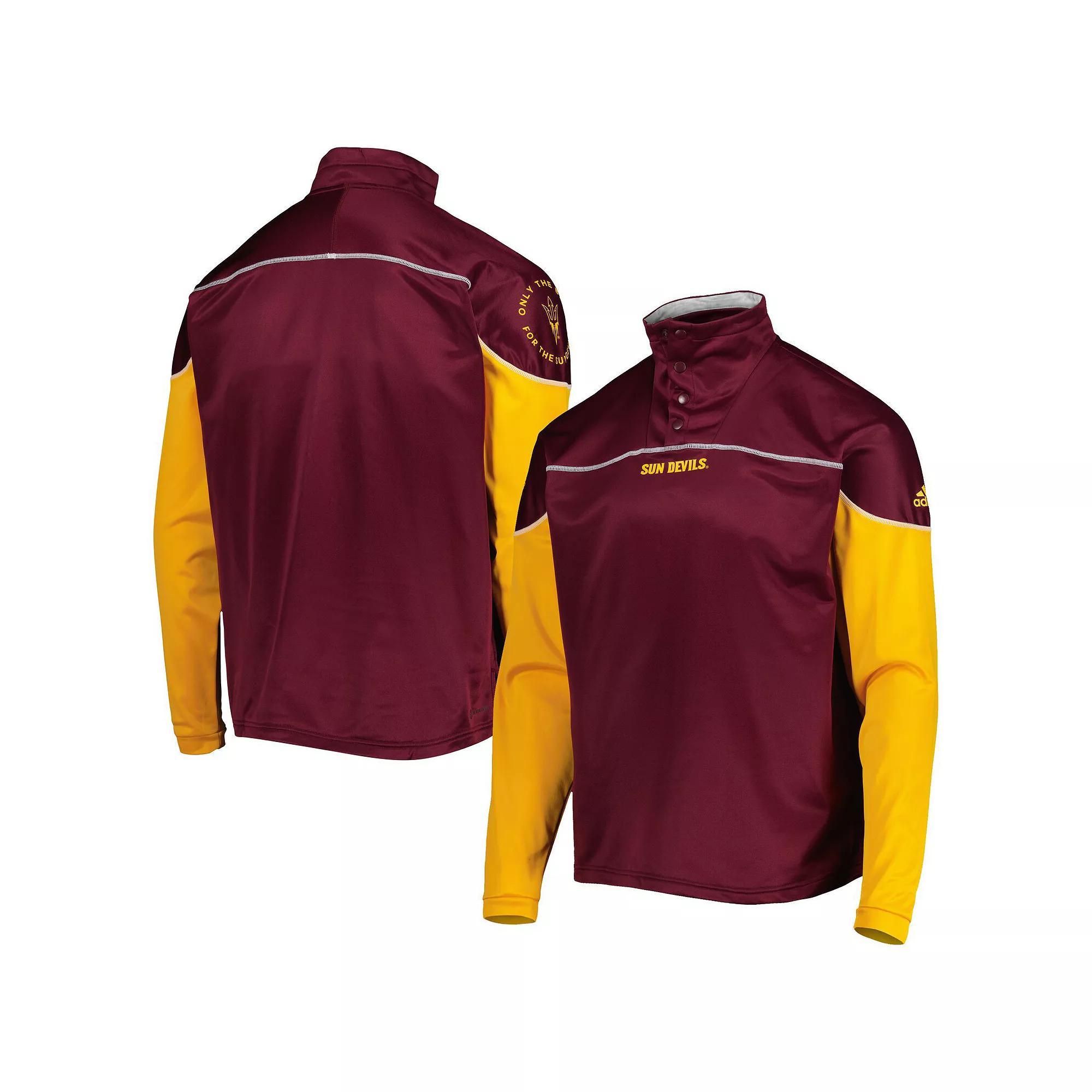 Men's adidas Maroon Arizona State Sun Devils AEROREADY Knit Quarter-Snap Jacket,  Product Image