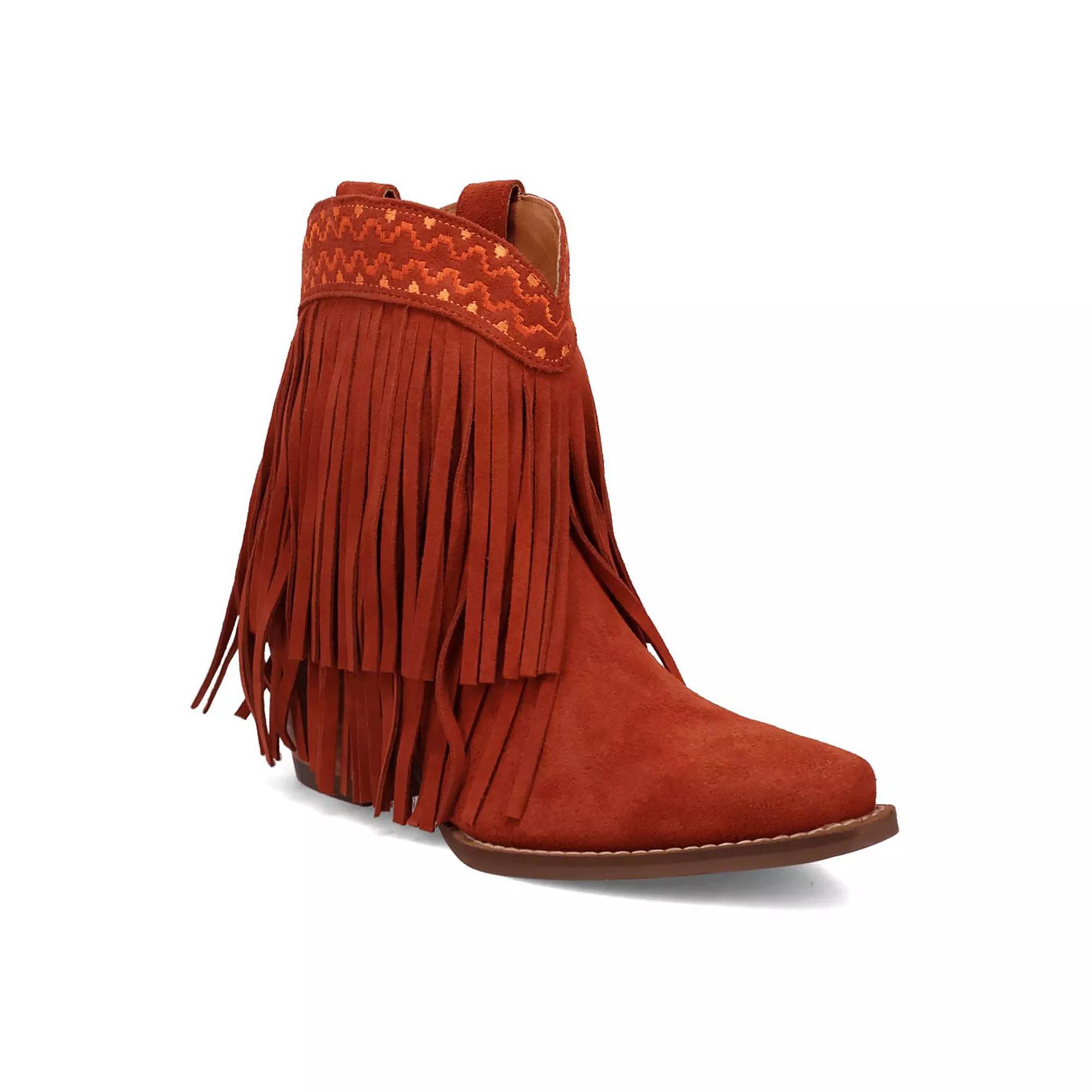 Dingo Tapadero Women's Suede Booties, Size: 8, Red Product Image