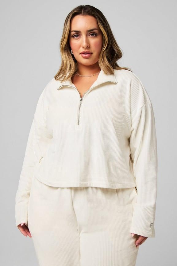 Plush Rib Half Zip Sweatshirt Product Image