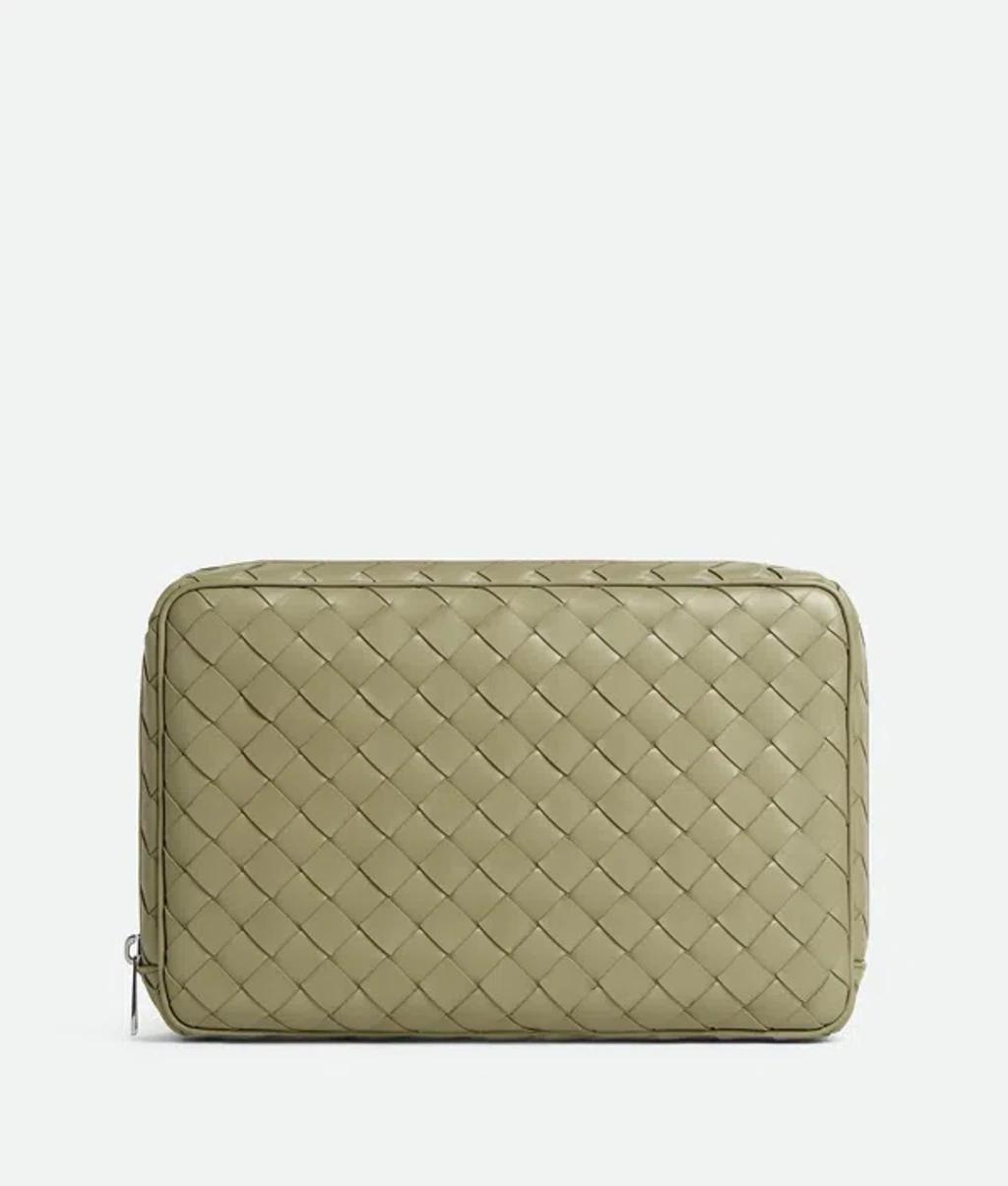 BOTTEGA VENETA Intrecciato Large Zipped Organizing Pouch In Travertine Product Image