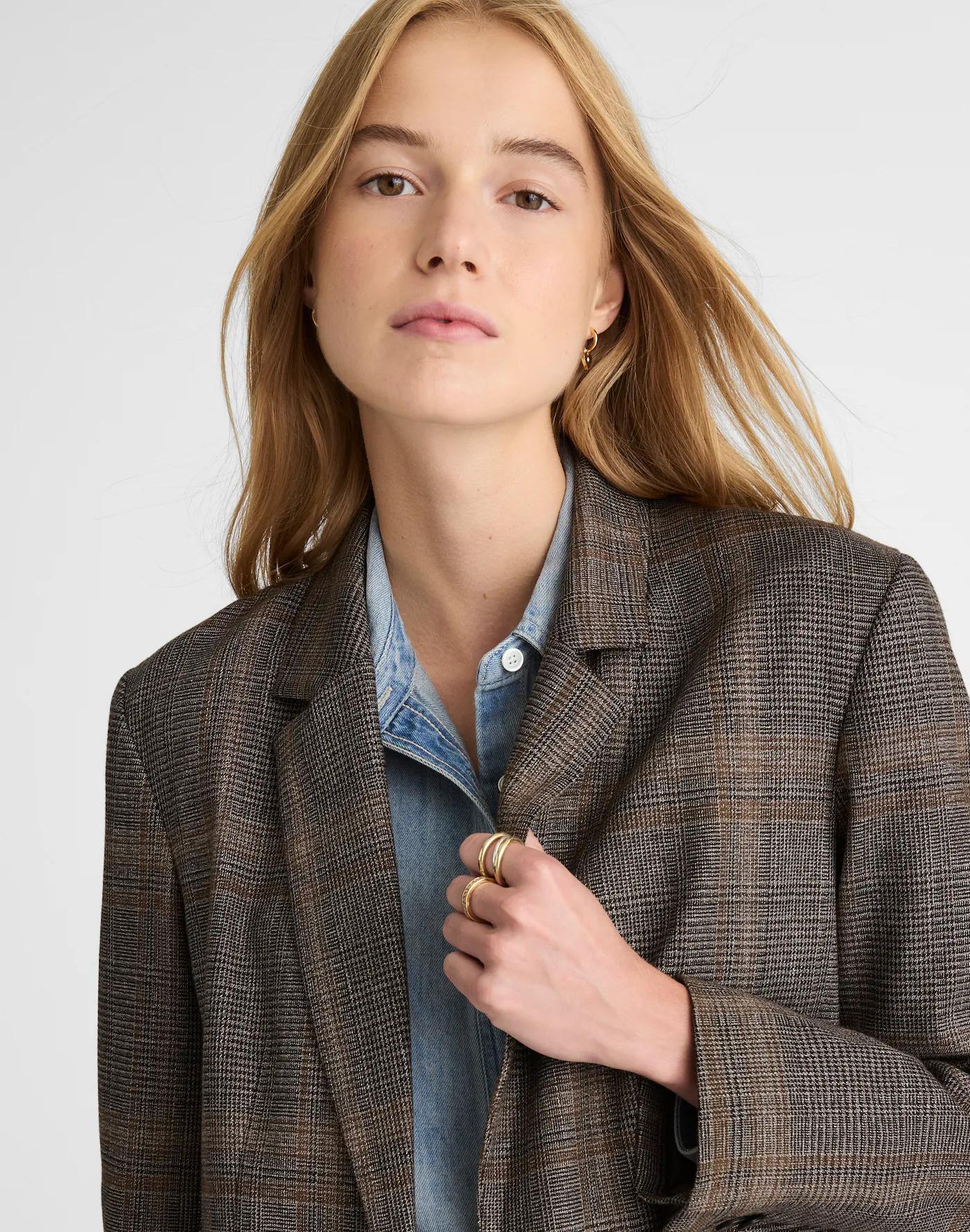 Cardigan Blazer in Plaid Product Image