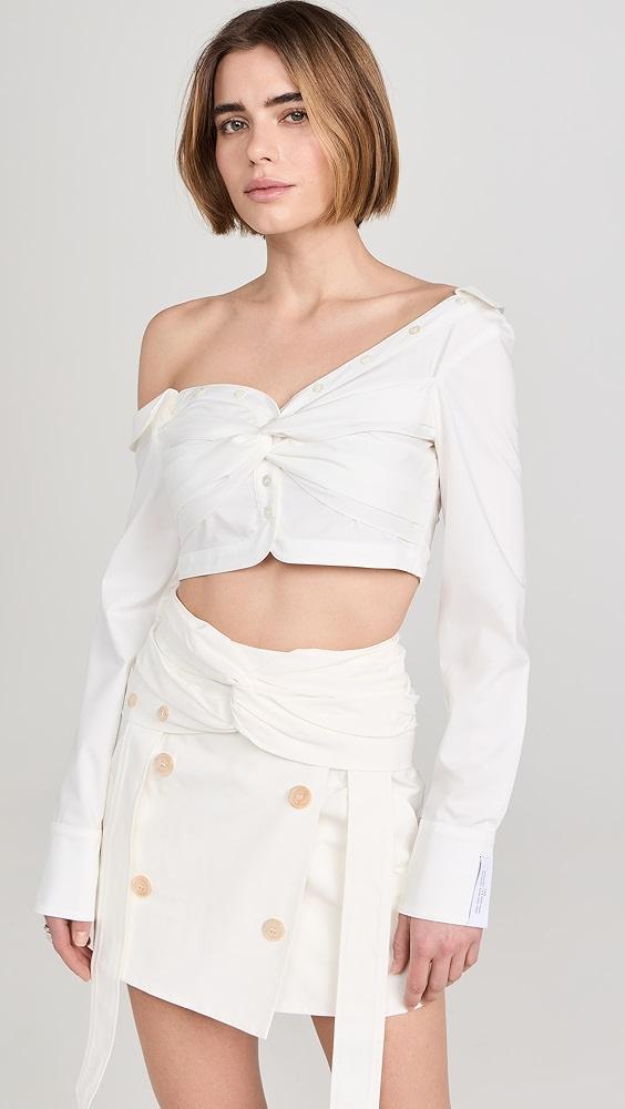 ROKH Asymmetric Twist Crop Blouse | Shopbop Product Image