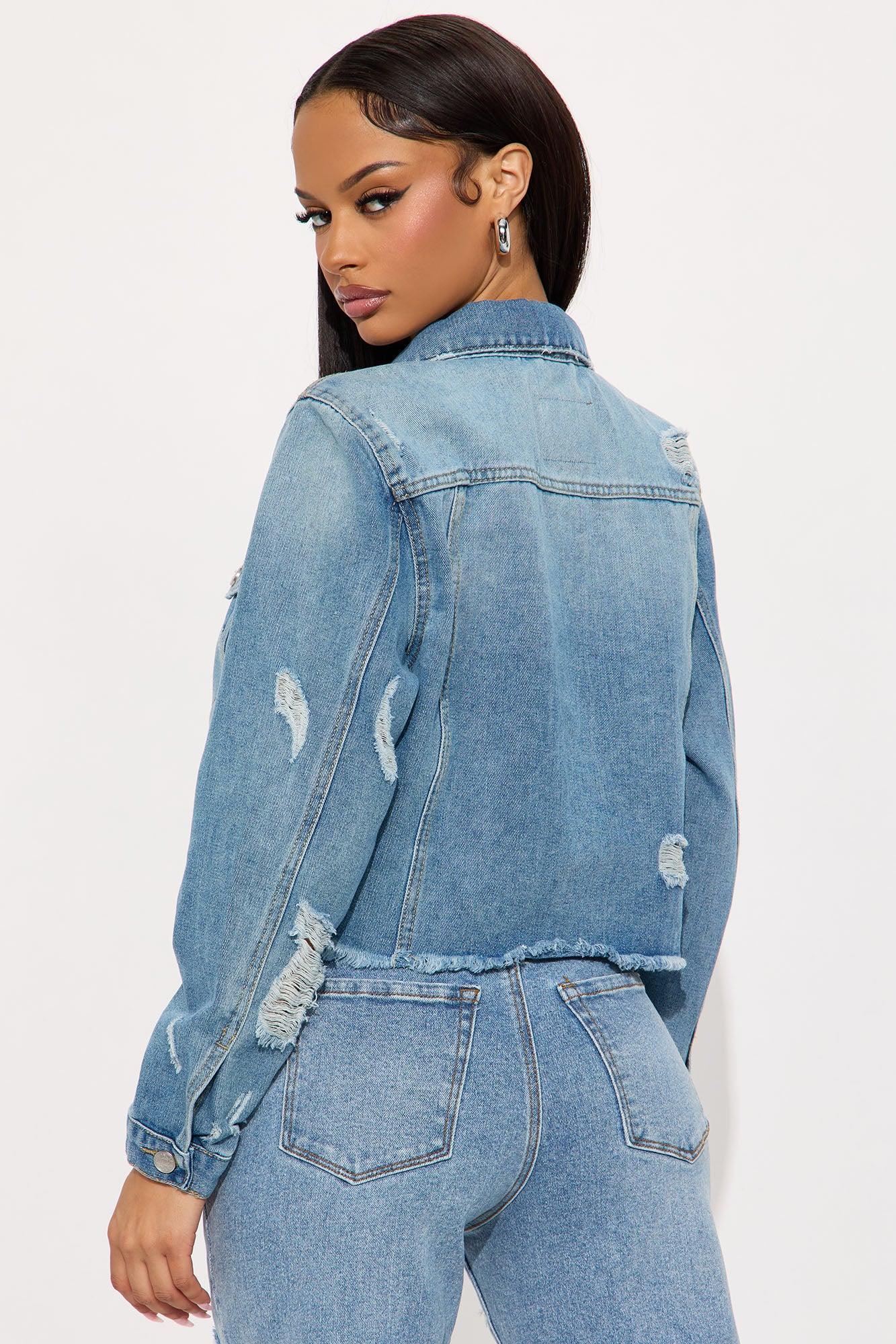 Daphne Distressed Denim Jacket - Light Wash Product Image