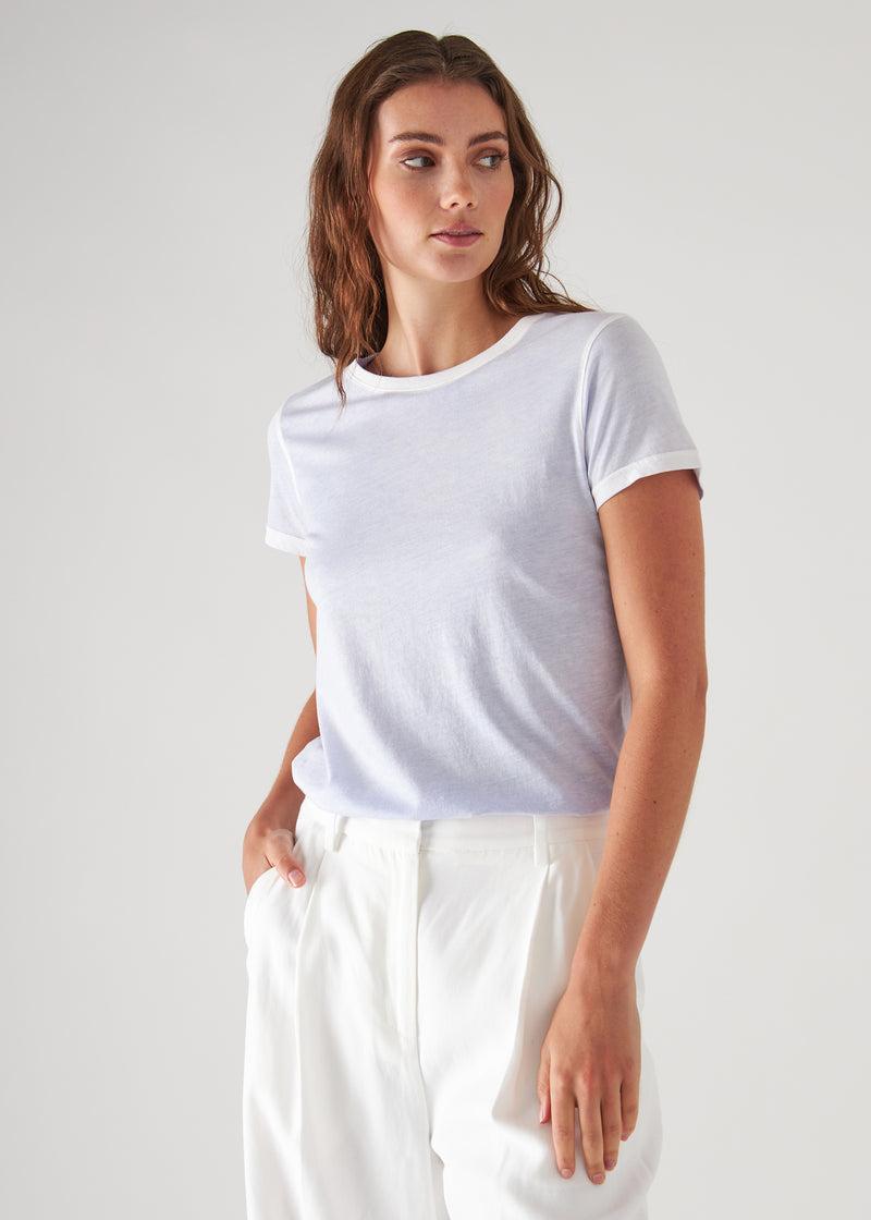 Patrick Assaraf Women's REVERSE SPRAY LIGHTWEIGHT PIMA COTTON T-SHIRT Product Image