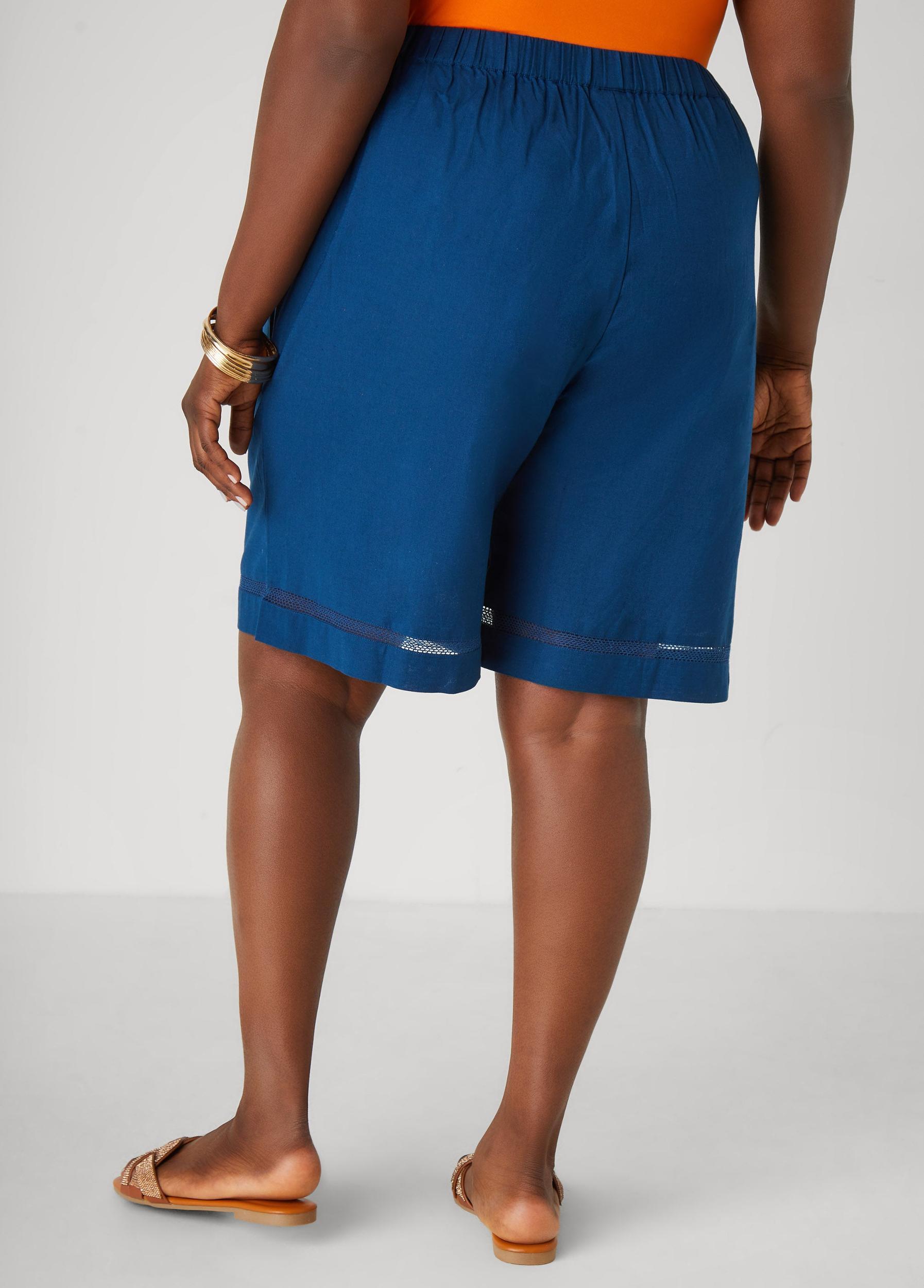 Plus Size Embroidered Cotton Blend Shorts Ashley Stewart Product Image
