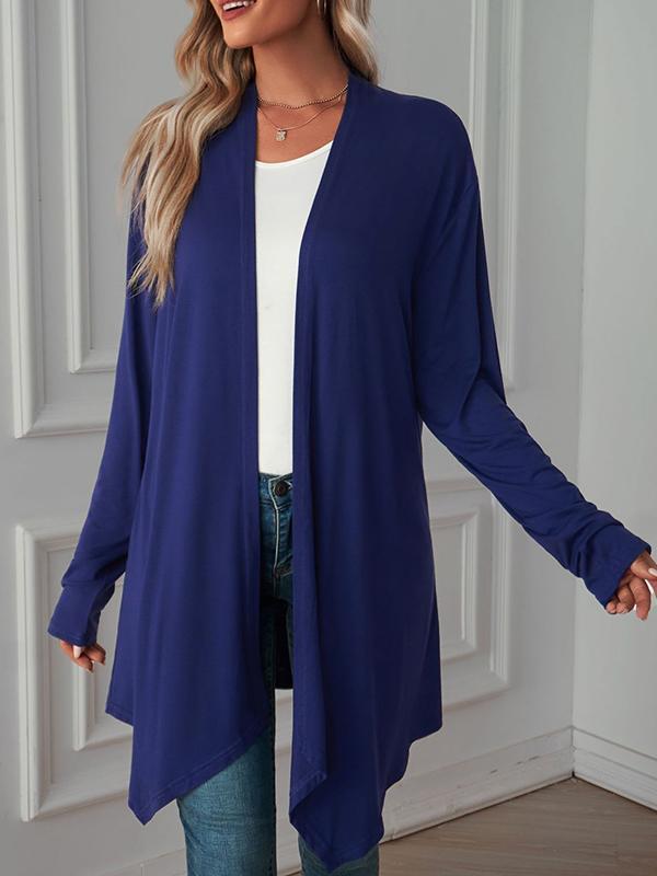 Long Sleeves Loose Solid Color Statement Collar Outerwear Product Image