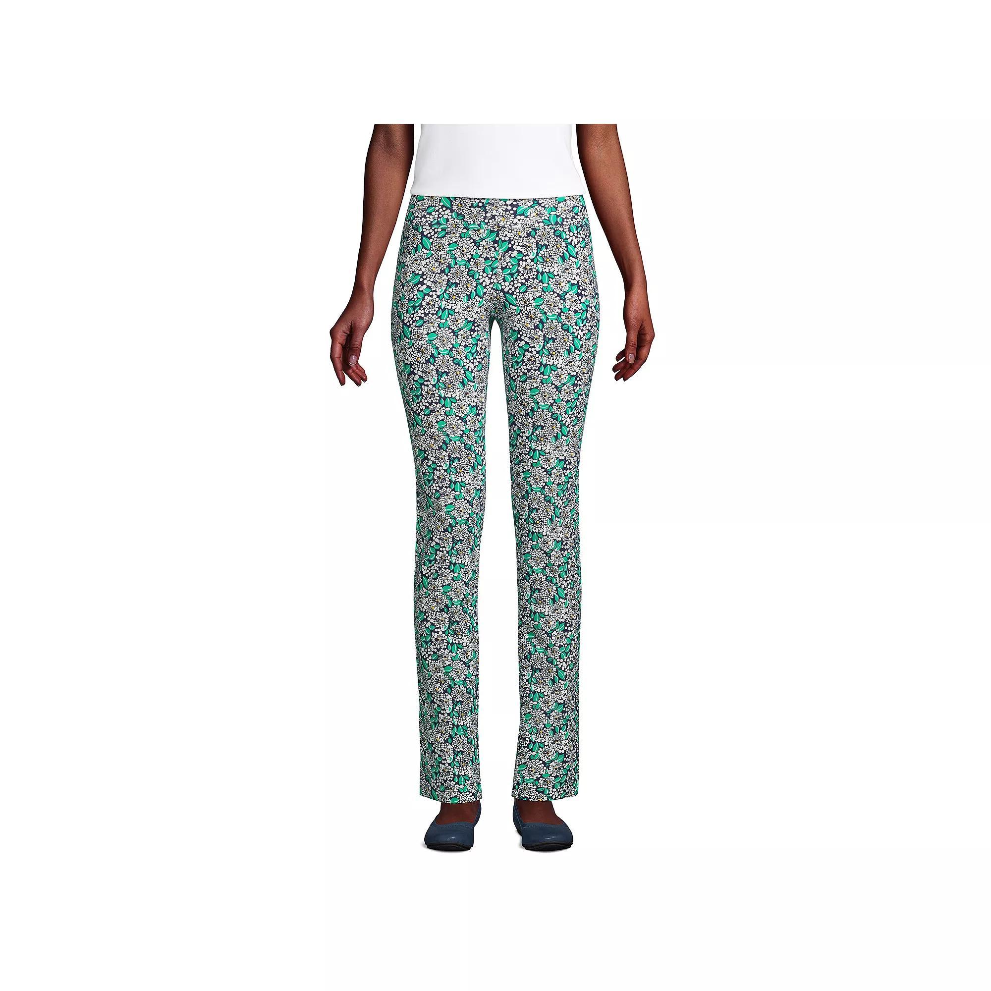 Women's Lands' End Starfish Slim-Cut Pull-On Pants, Size: Small, Blue Dotted Floral Product Image