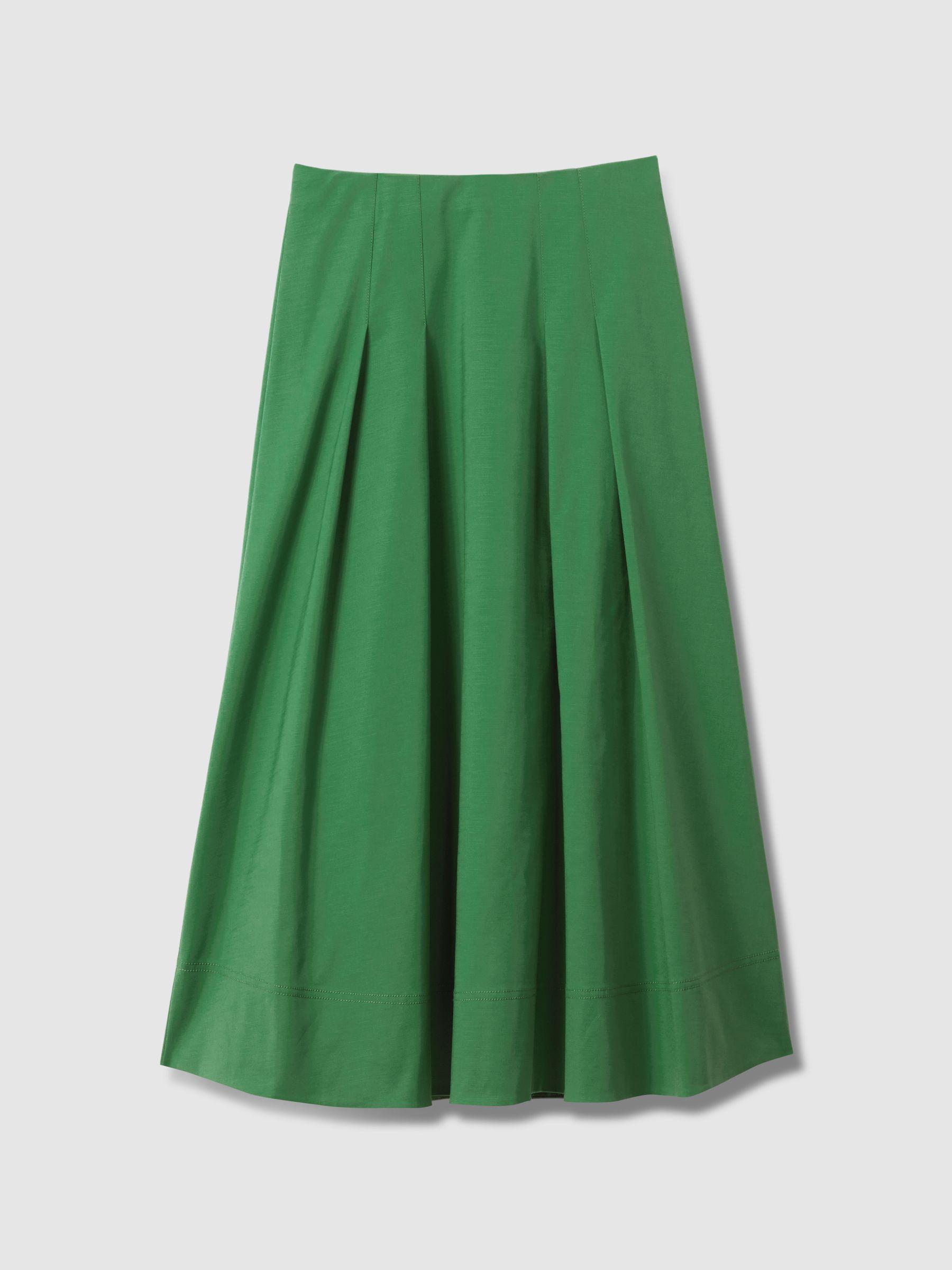 Florere Flared Midi Skirt in Bright Green Product Image