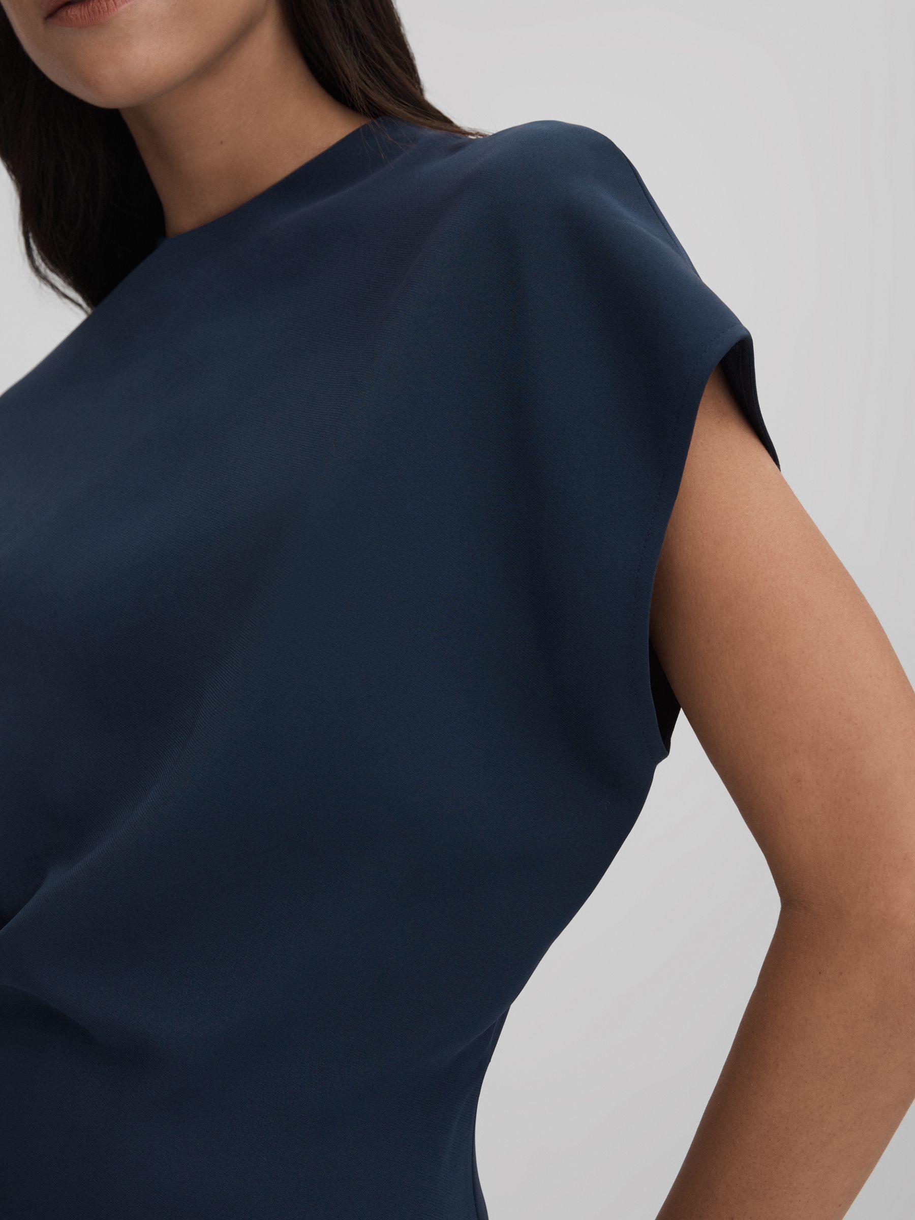 Ruched Bodycon Midi Dress in Navy Product Image