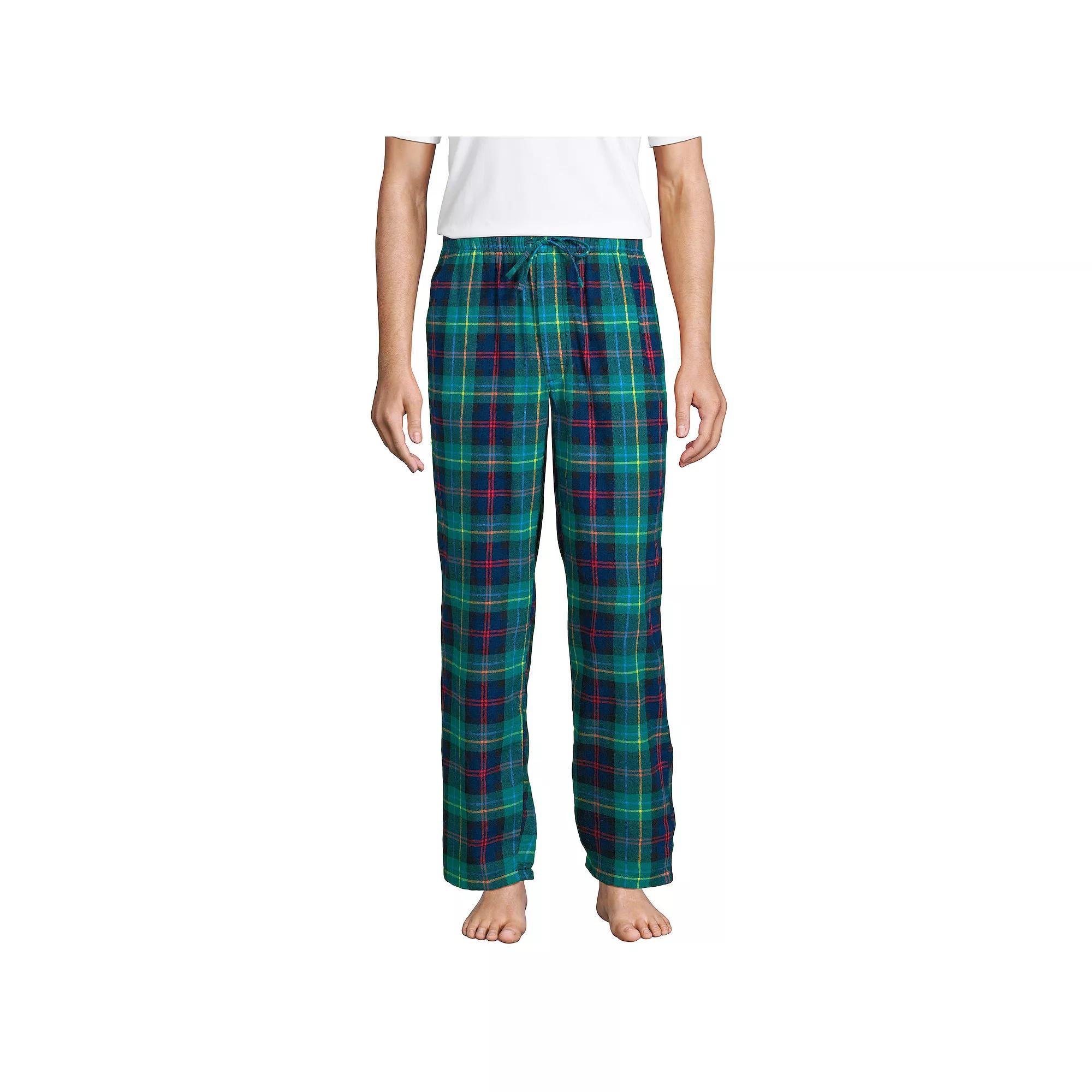 Men's Lands' End Flannel Pajama Sleep Pants, Size: Small, Green Navy Red Plaid Product Image