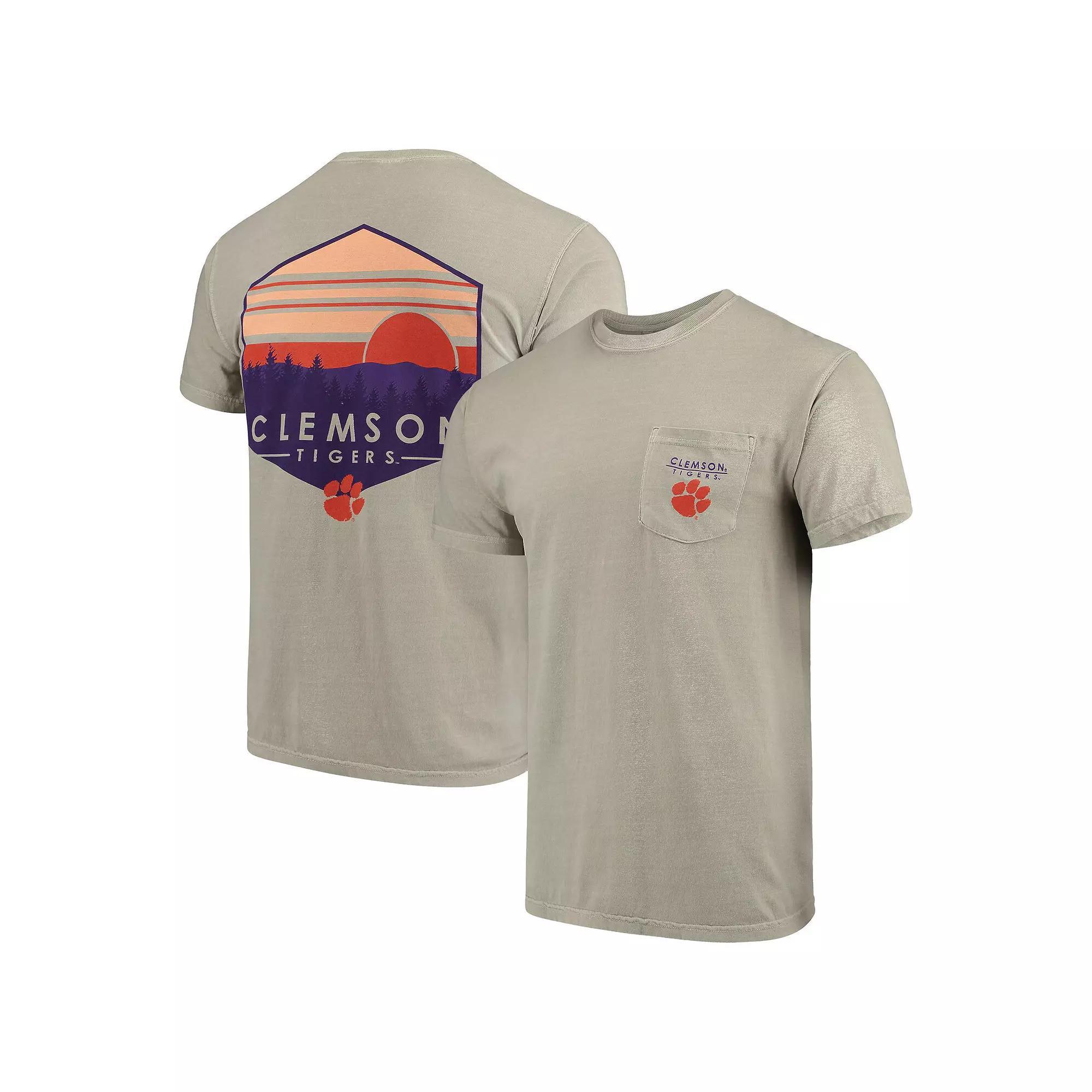 Men's Tan Clemson Tigers Landscape Shield Comfort Colors Pocket T-Shirt, Size: XL, Team Product Image