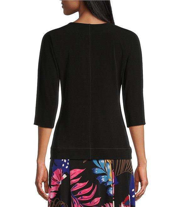 Eva Varro Printed Reversible Split Neck 3/4 Sleeve Top Product Image