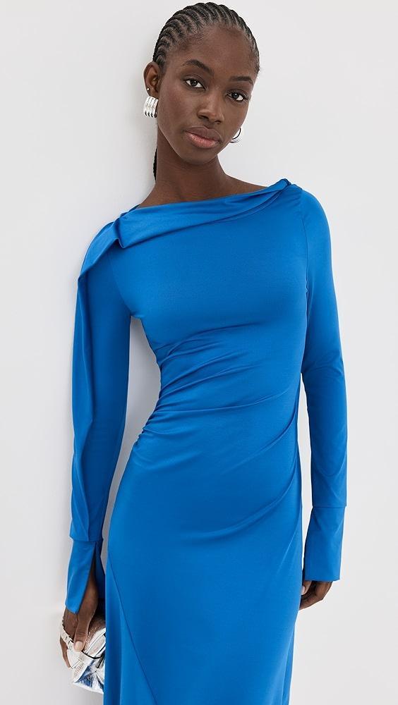 Victoria Beckham Long Sleeve Draped Jersey Midi Dress | Shopbop Product Image