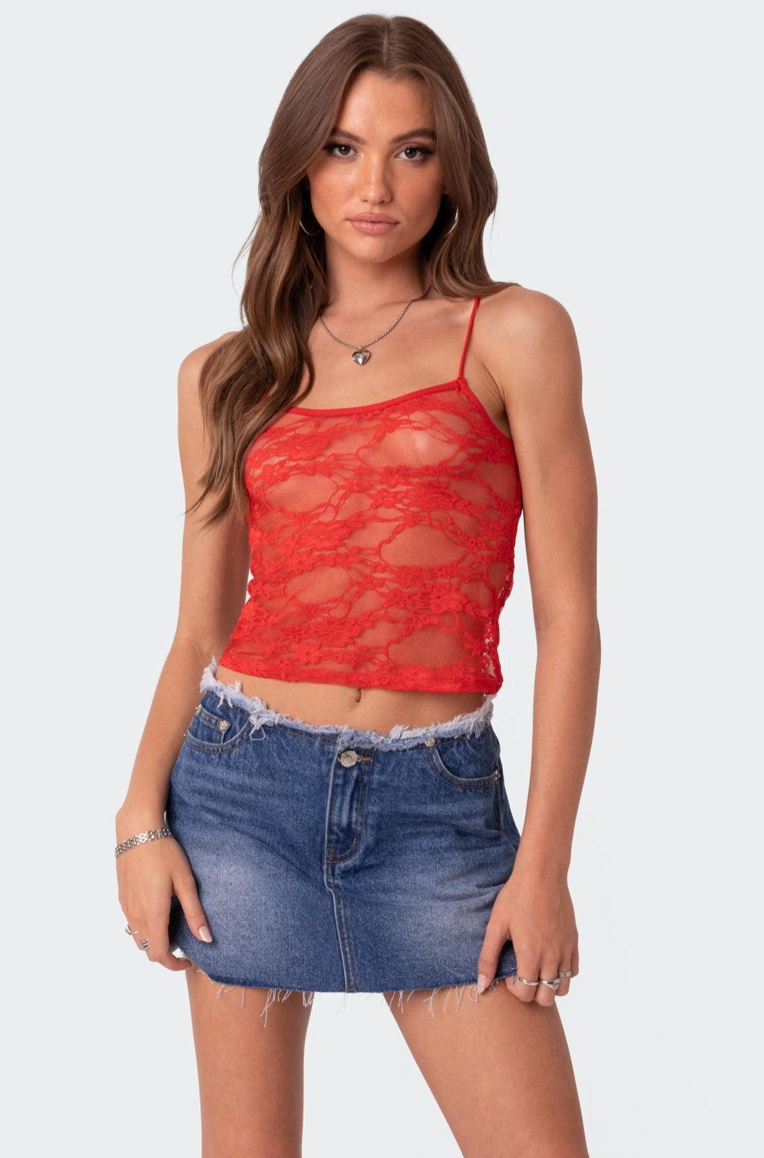 Gianna Sheer Lace Tank Top Product Image