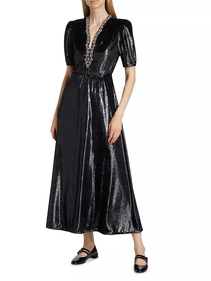 Tabitha Metallic Velvet Midi Dress Product Image