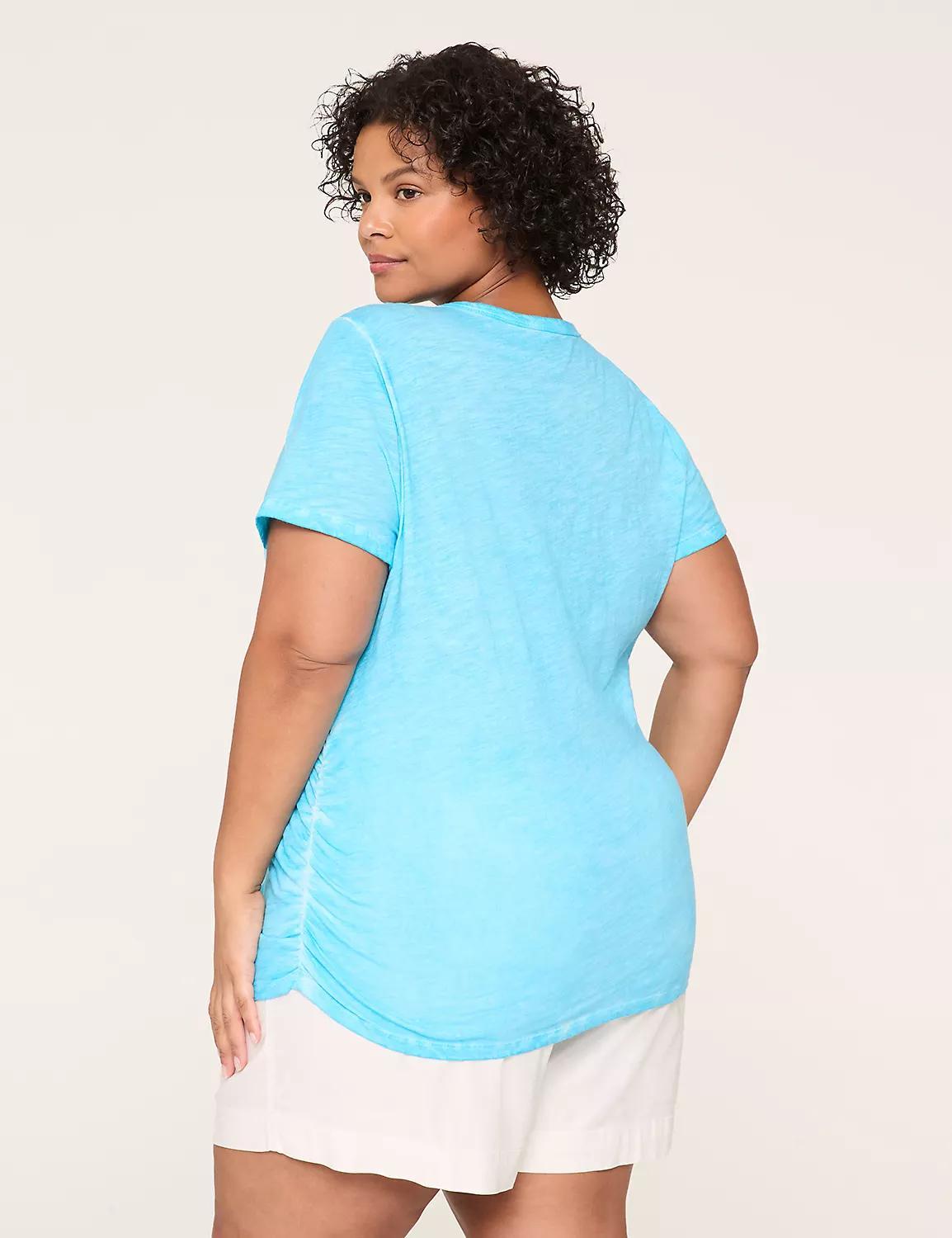 Short-Sleeve V-Neck Side-Ruched Tee Product Image