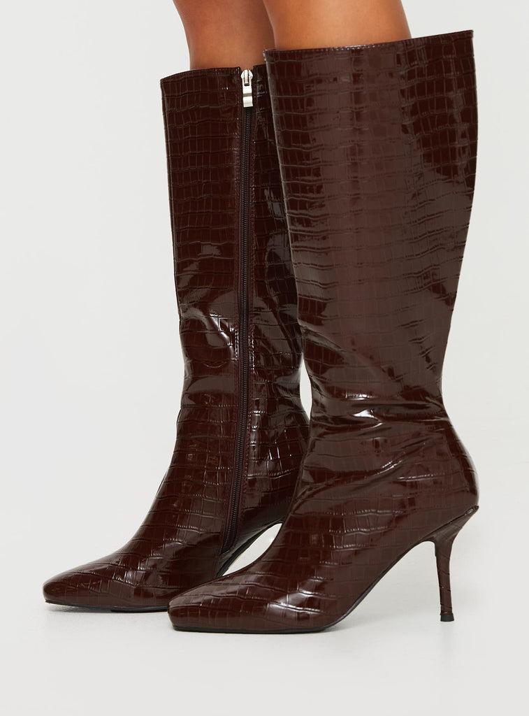 Alexx Knee High Boots Burgundy Product Image