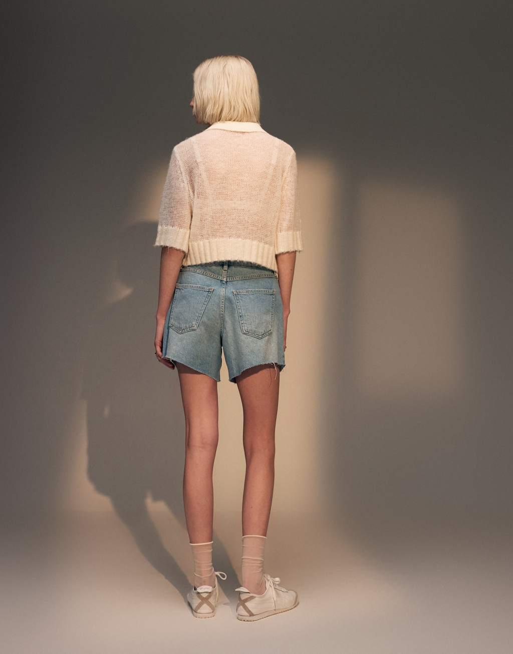 Topshop denim pleated shorts Product Image