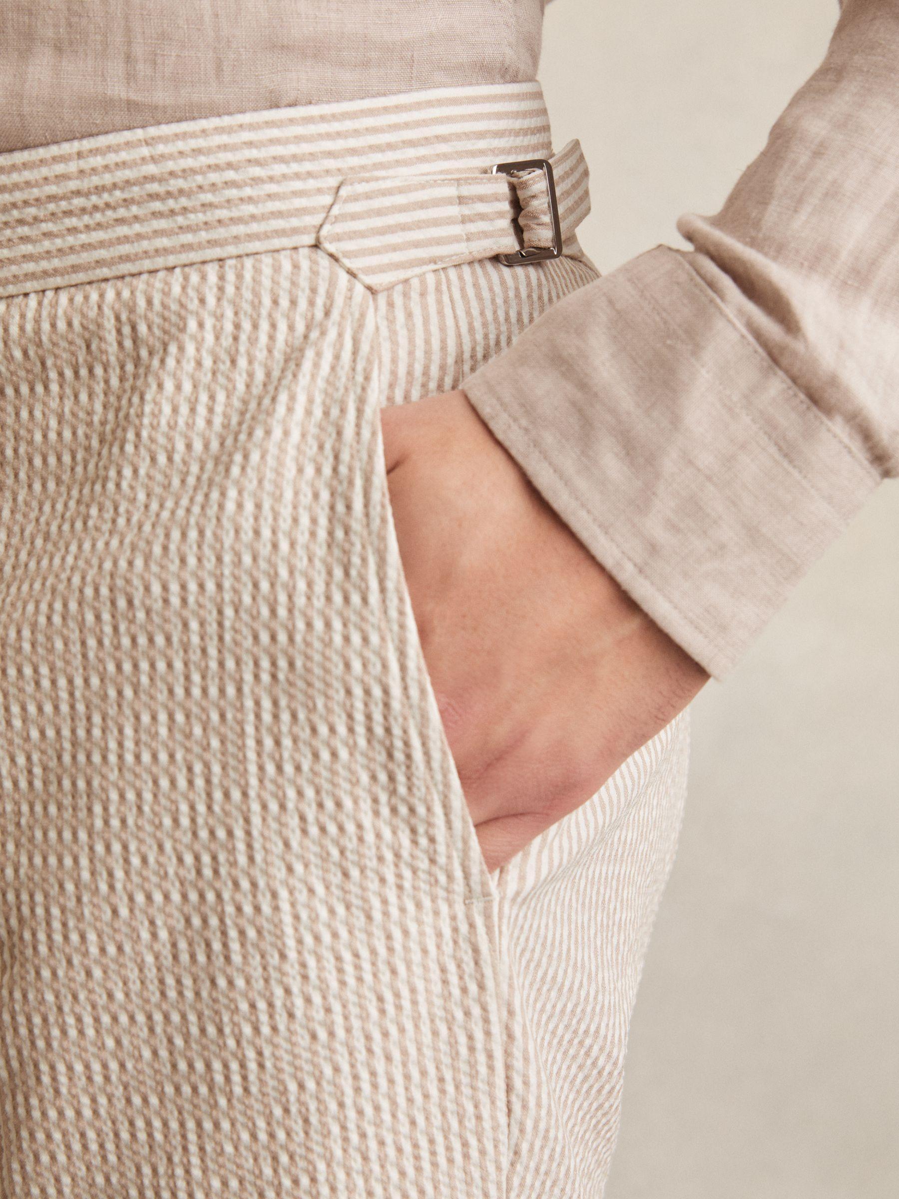 Seersucker Stripe Tailored Shorts in Oatmeal/White Product Image