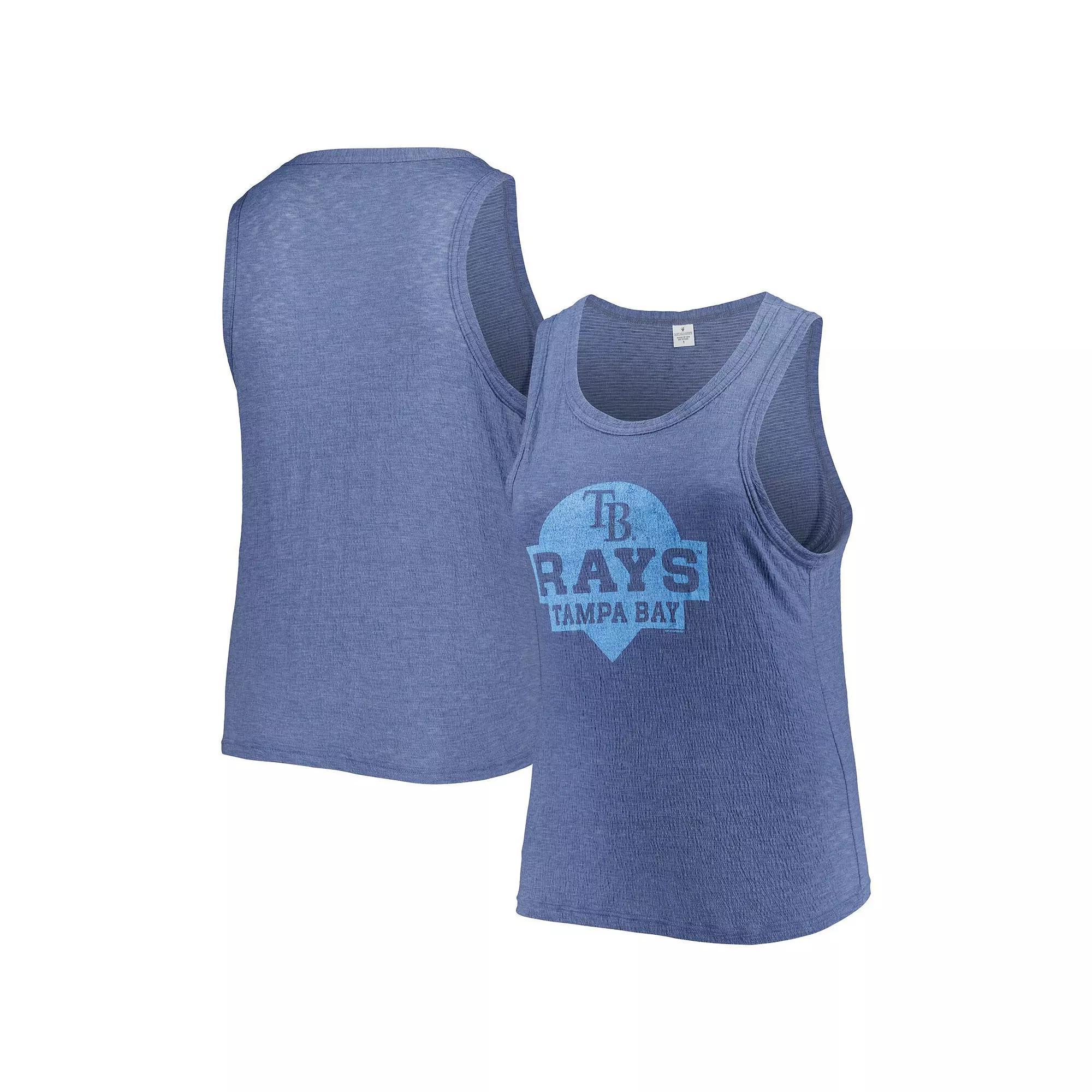 Womens Soft as a Grape Tampa Bay Rays Plus Size High Neck Tri-Blend Tank Top Blue Product Image
