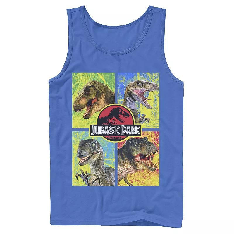 Mens Jurassic Park Four Different Dinosaur Faces Tank Top Grey Product Image