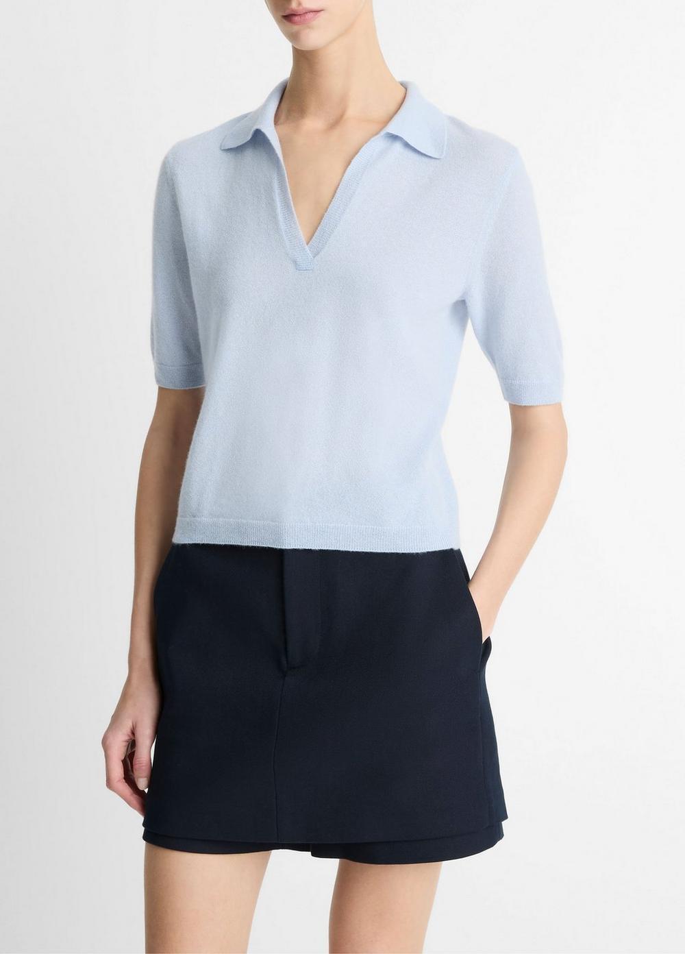 Cashmere-Silk Short-Sleeve Polo Sweater Product Image