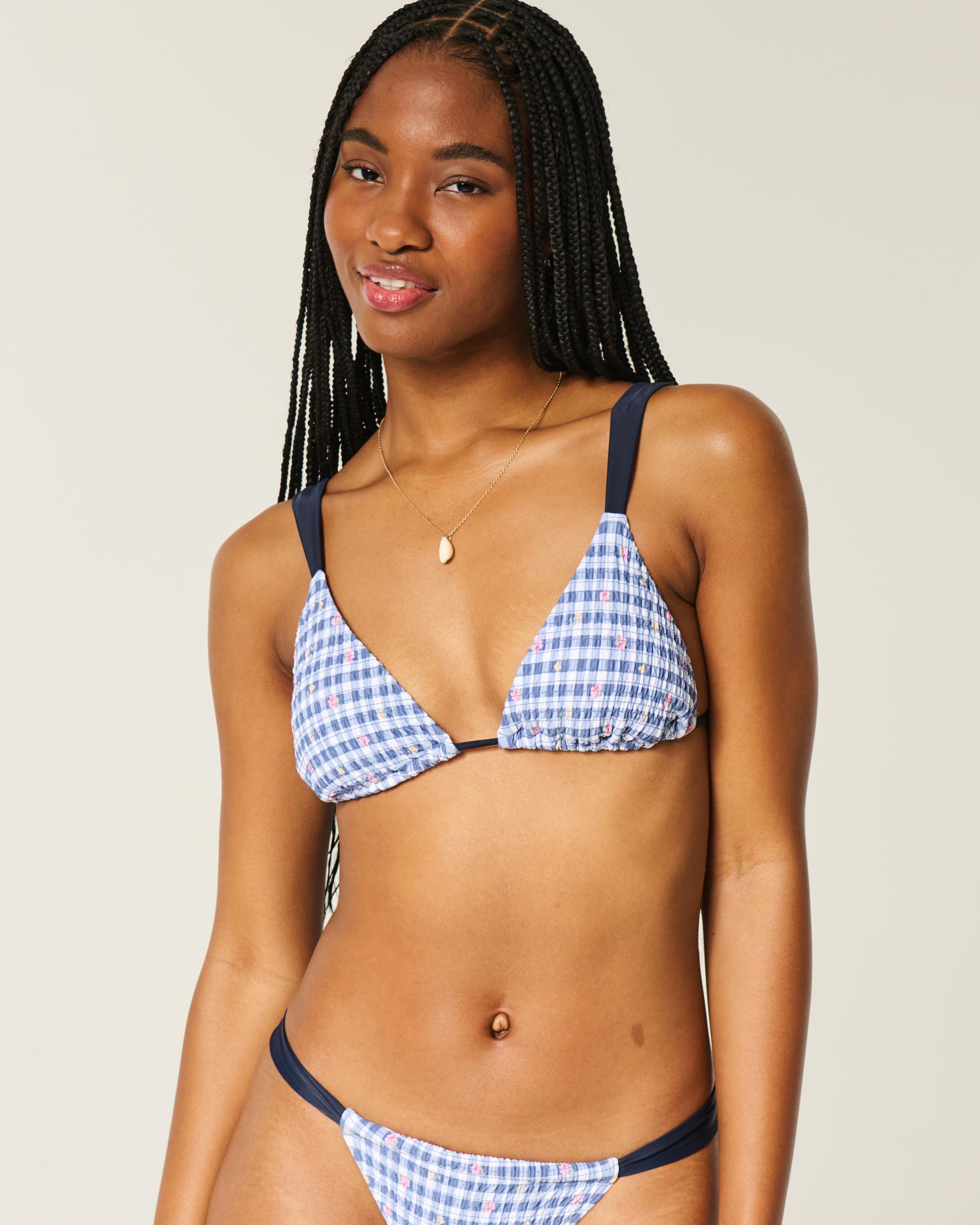 Smocked Over-the-Shoulder Triangle Bikini Top Product Image