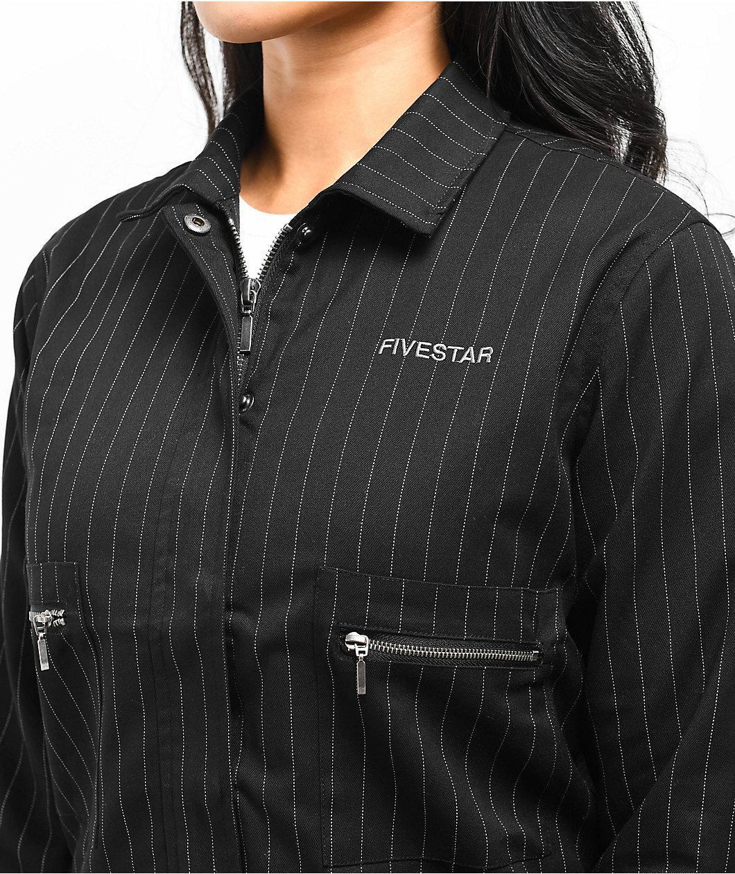 Fivestar General Workwear Black Pinstripe Crop Jacket Product Image