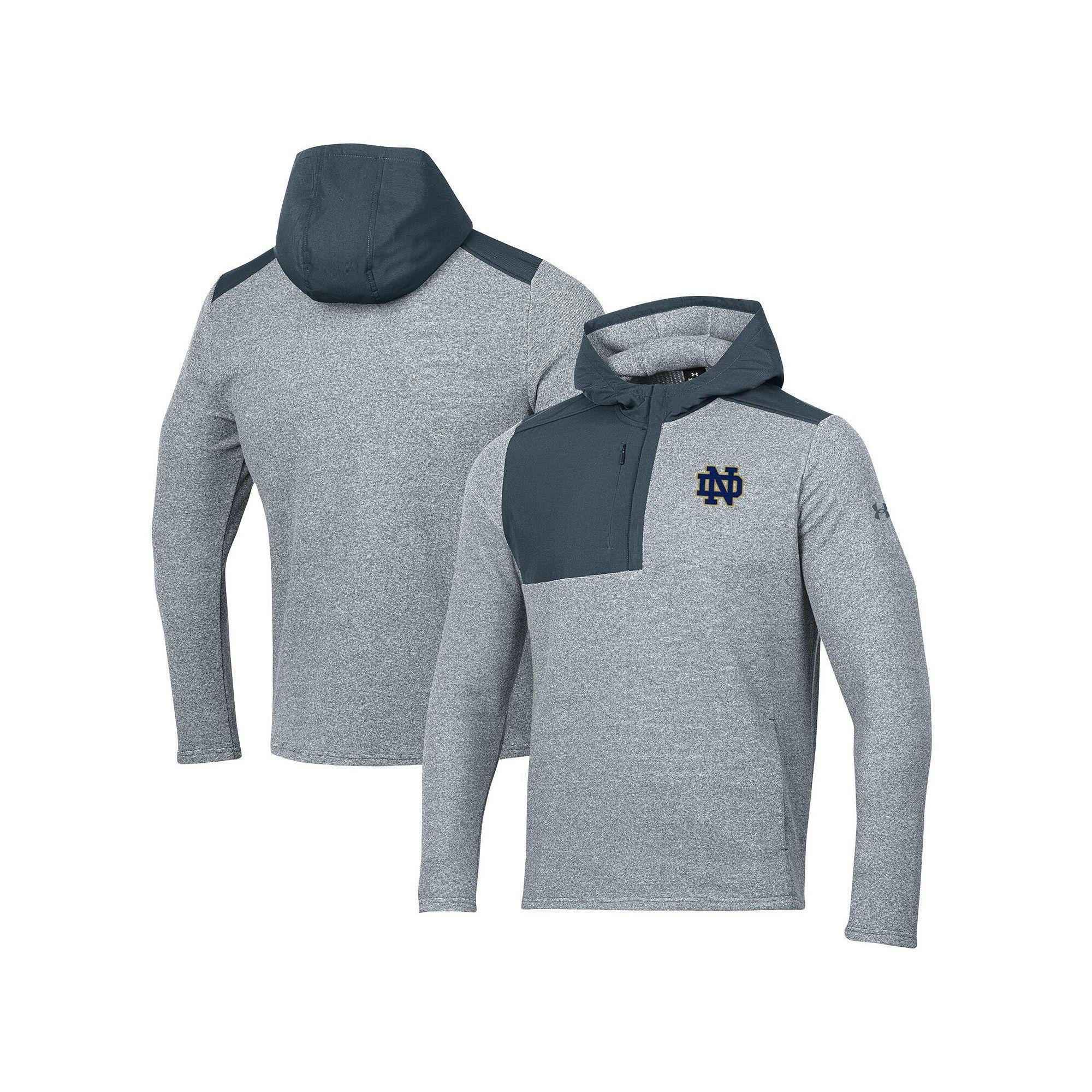 Men's Under Armour Gray Notre Dame Fighting Irish Survivor Fleece Hoodie Quarter-Zip Jacket, Size: Small, Grey Product Image