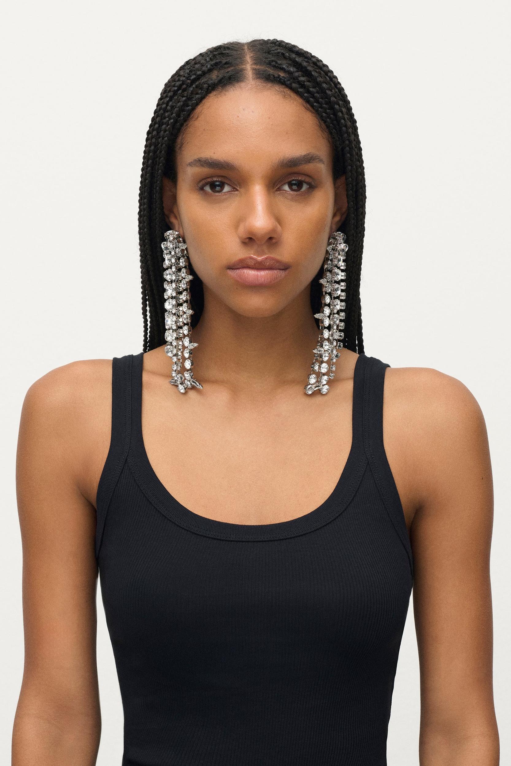 Crystal Fringe Drop Earrings Product Image