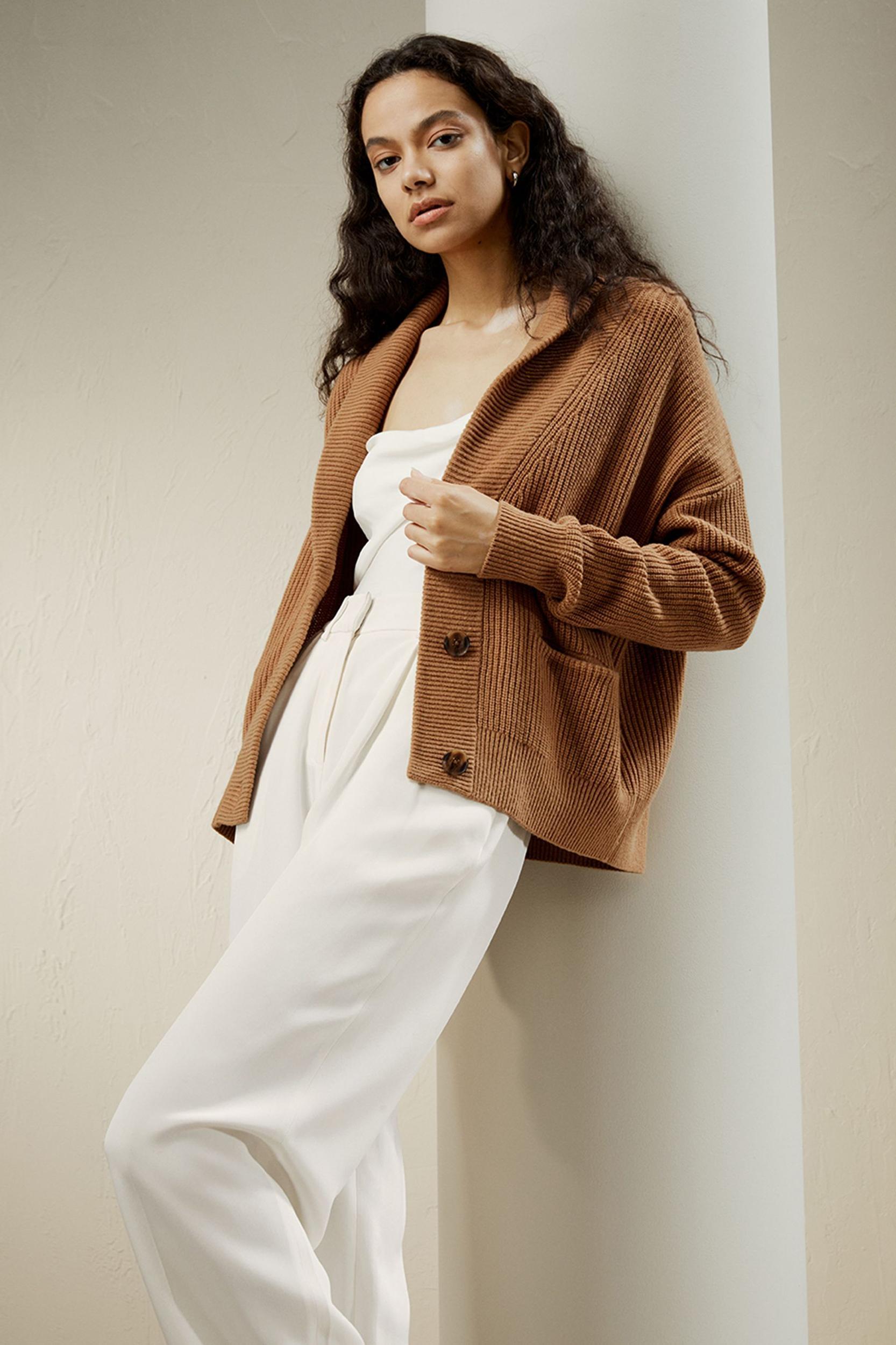 Wool-Cashmere Blend Shawl Collar Cardigan Product Image