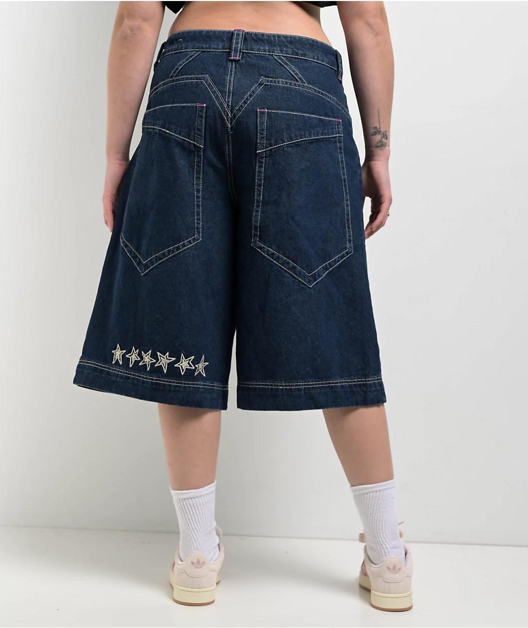 A.LAB Analog Star Turntable Denim Shorts Product Image