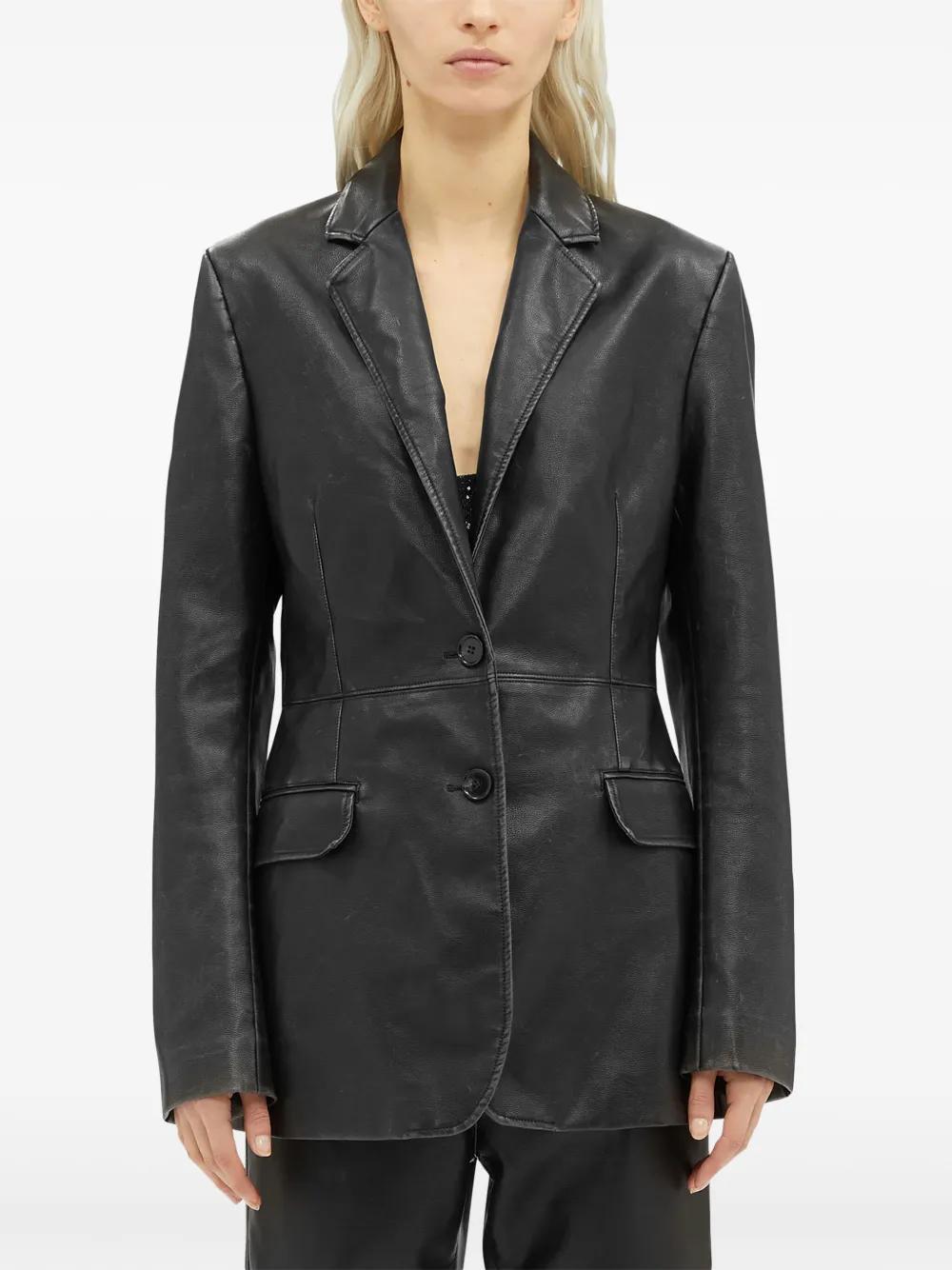 MSGM Single-breasted Leather Blazer In Black Product Image