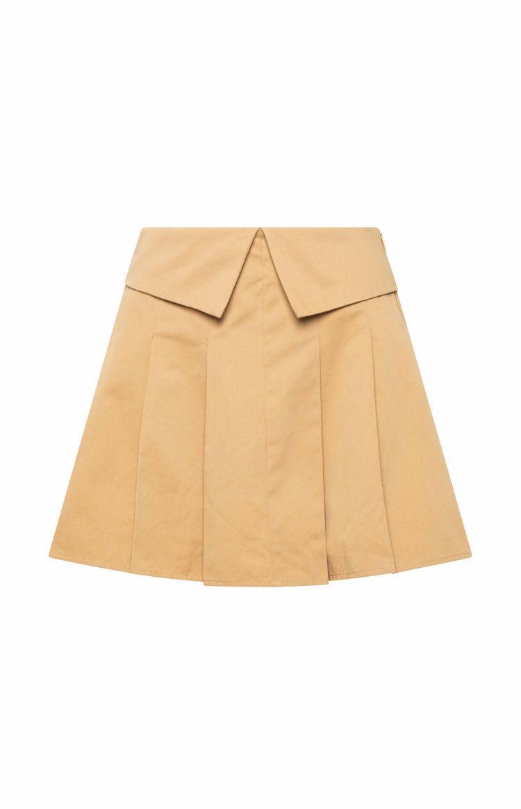 Haylen Tan Pleated Mini Skirt Product Image