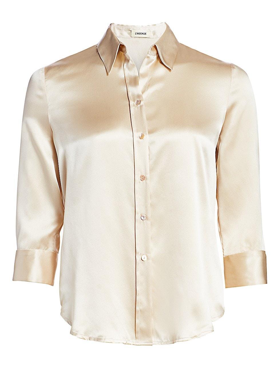 Womens Dani Three-Quarter Sleeve Silk Shirt Product Image