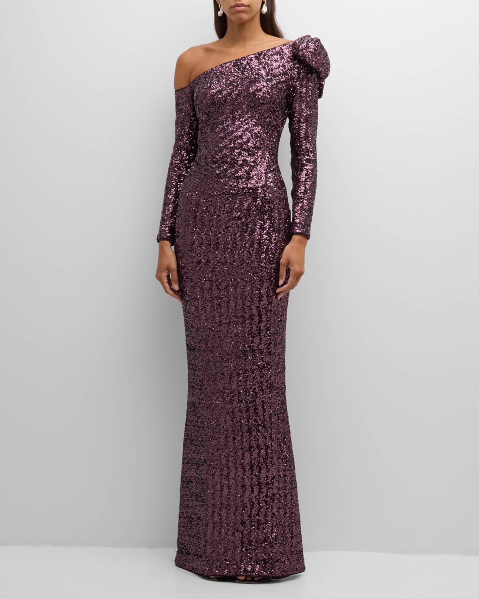 One-Shoulder Sequin Column Gown Product Image