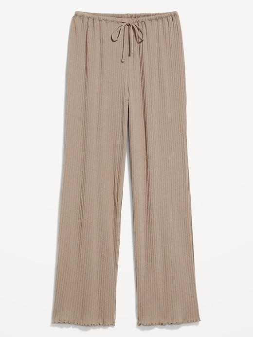 High-Waisted Ribbed Pajama Pants Product Image