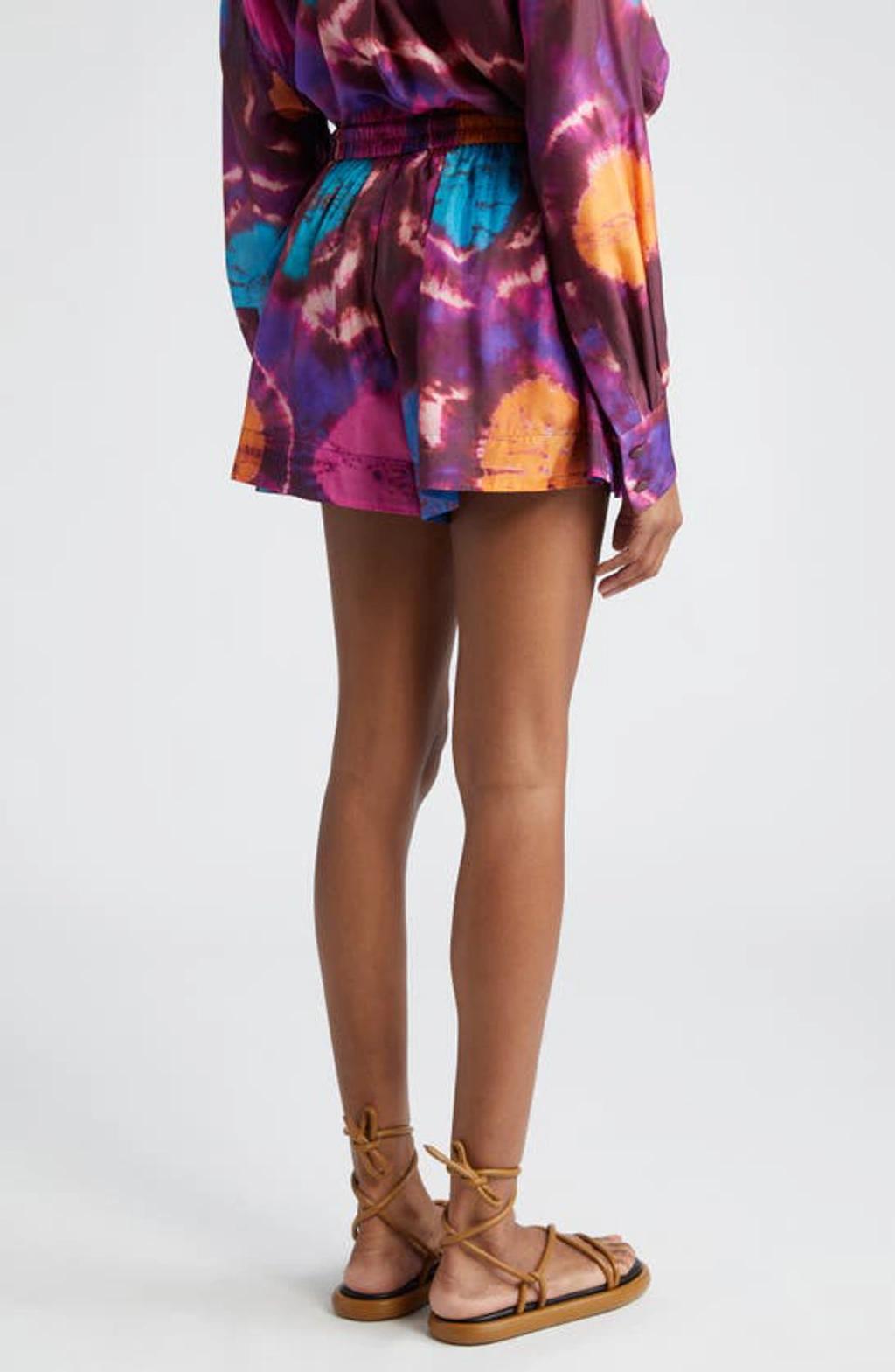 Acadian Tie Dye Silk Shorts In Multicolor Product Image