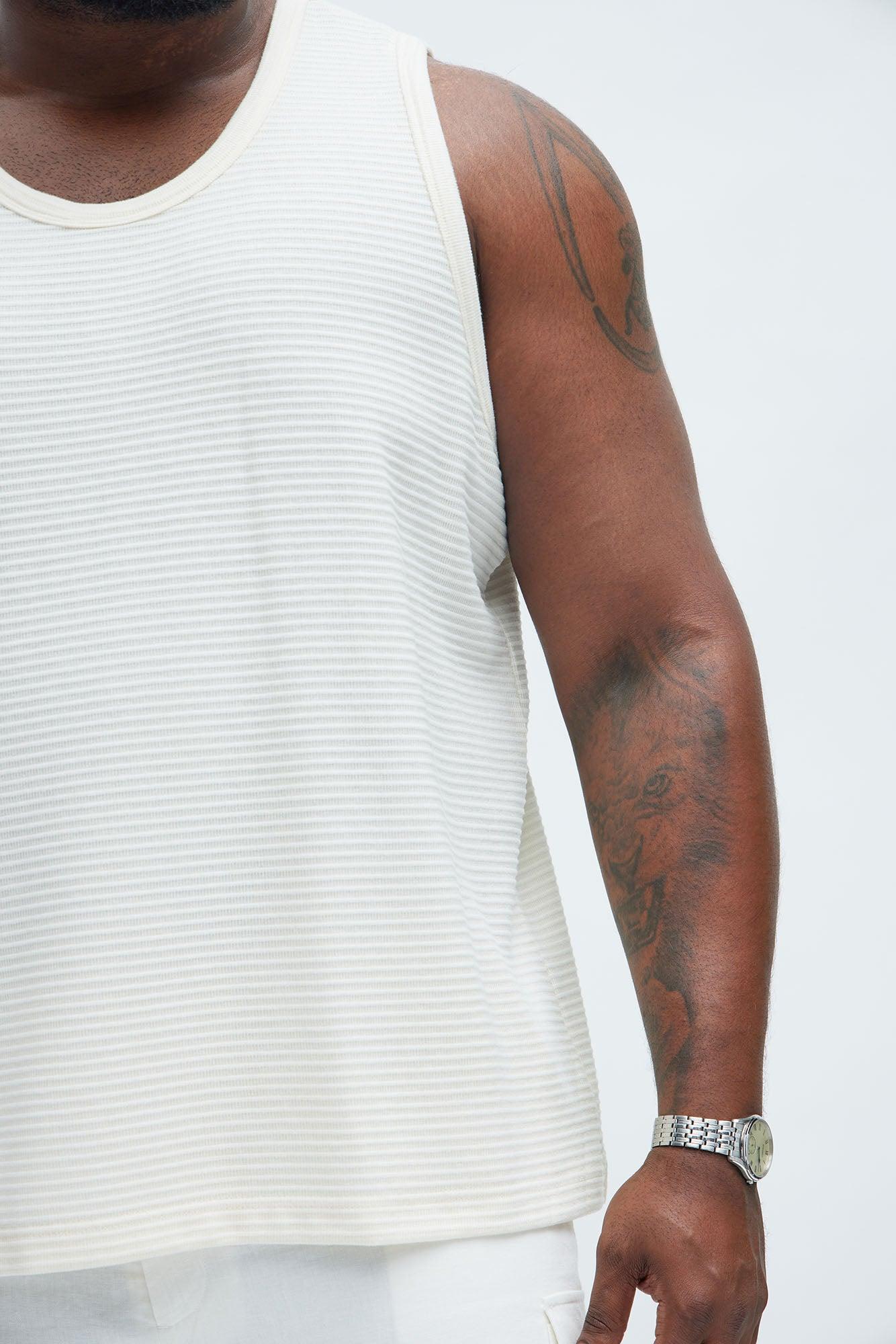 Athens Rib Textured Relaxed Tank - Cream Product Image