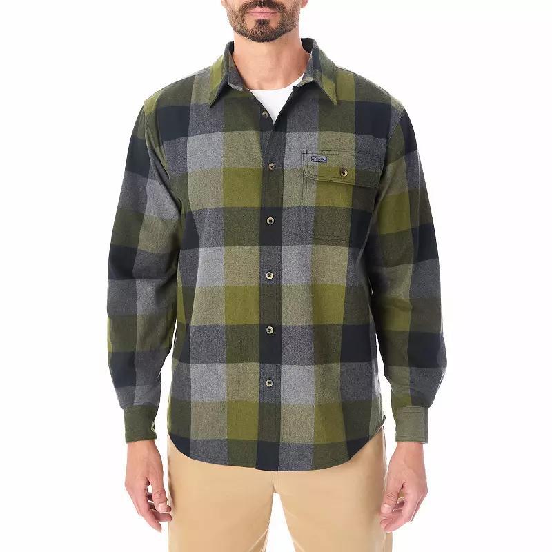 Men's Smith's Workwear Relaxed-Fit Buffalo Plaid Flannel Button-Down Shirt, Size: Large, Blue Gray Product Image