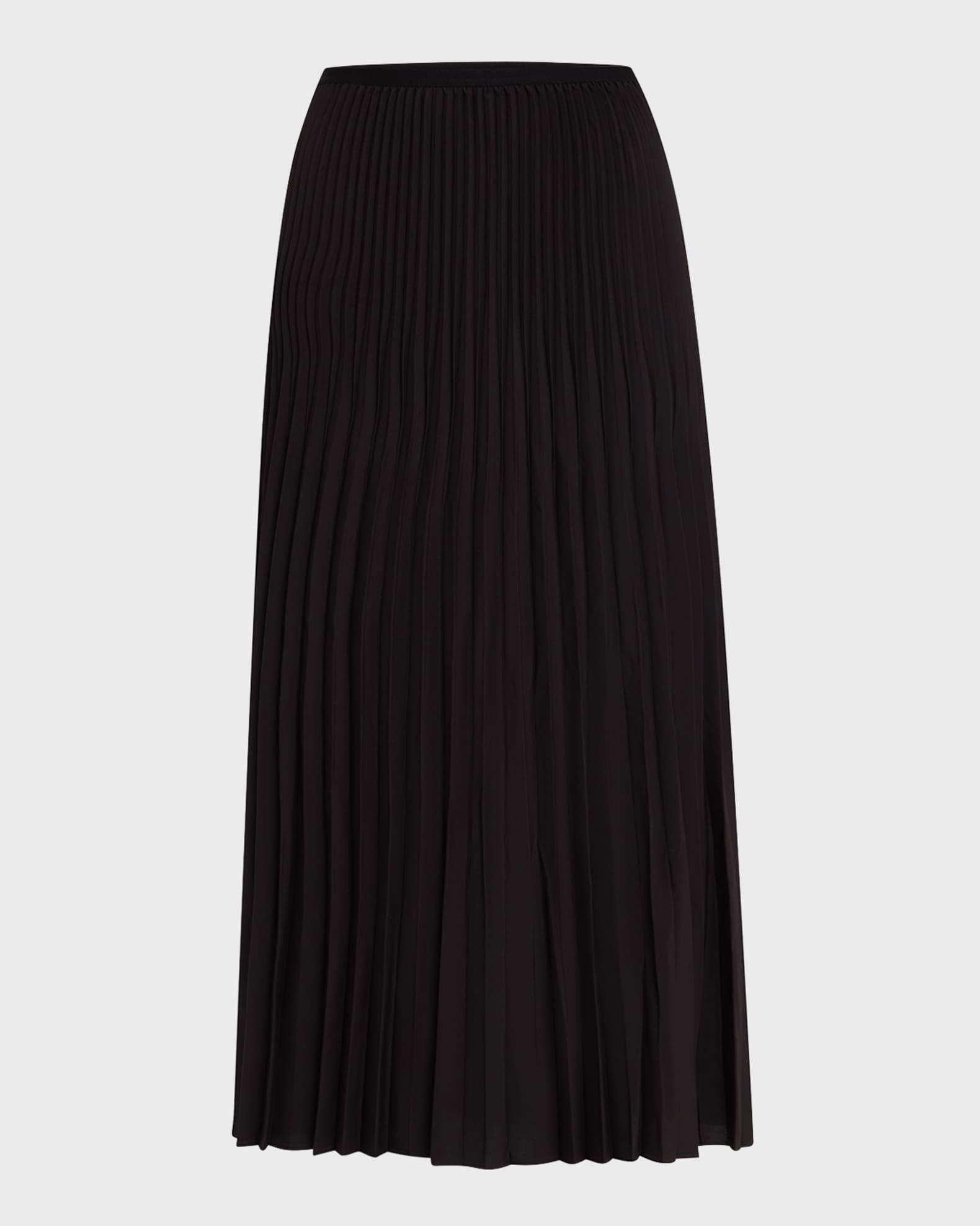 Pleated Wool-Silk Midi Skirt Product Image