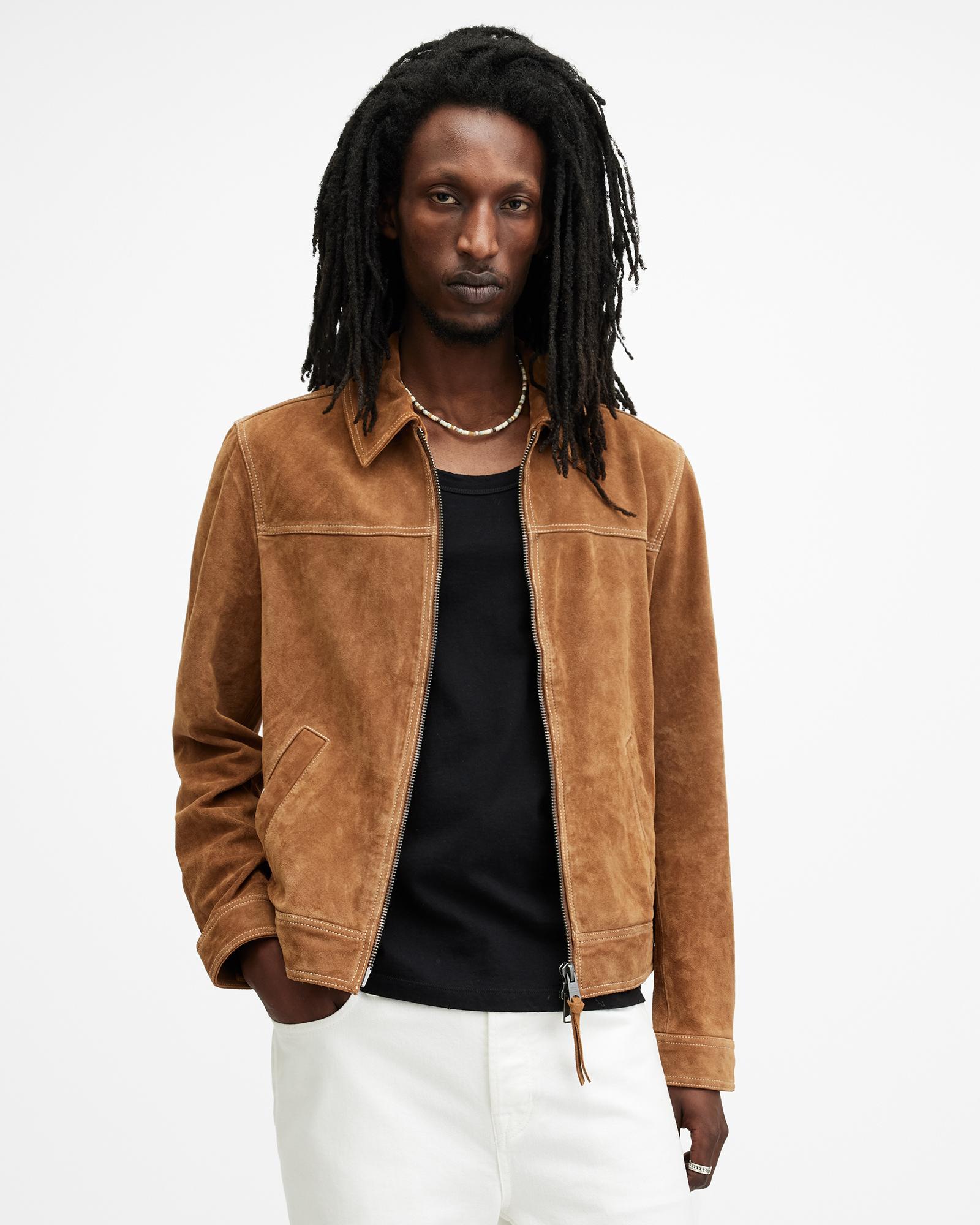 ALLSAINTS Marques Suede Jacket In Tobacco Brown Product Image