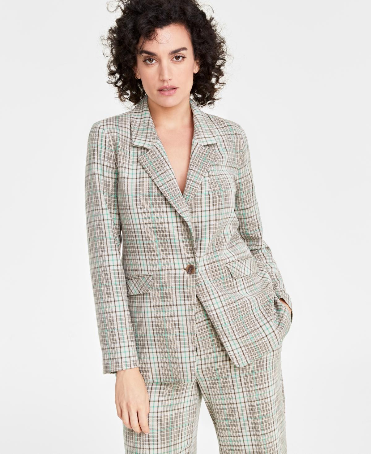 On 34th Womens Plaid Boyfriend Blazer, Created for Macys Product Image