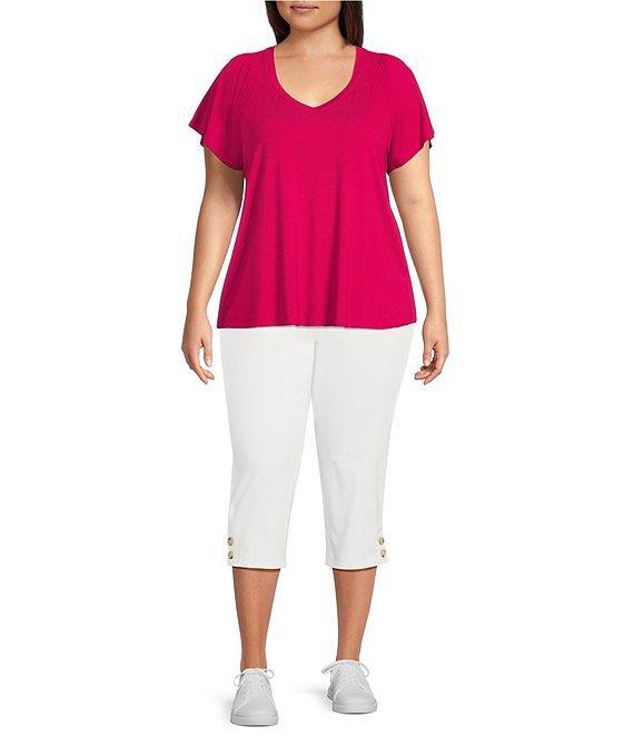 NYDJ Plus Size Marilyn Lift Tuck® Technology Straight Leg Side Button Plackets Hem Crop Jeans Product Image