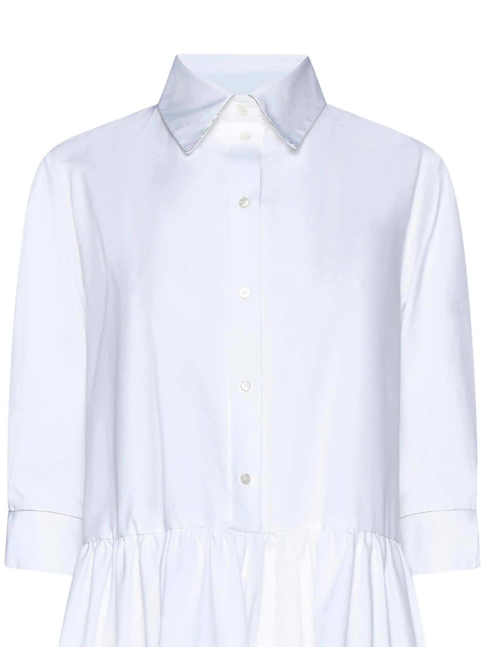 FABIANA FILIPPI Lapel Pleated Dress In White Product Image