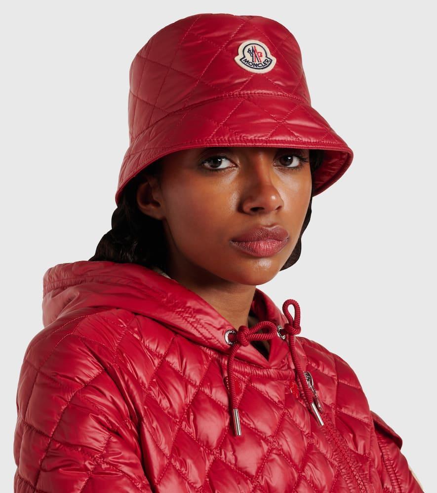 MONCLER Diamond Quilted Nylon Bucket Hat In Red Product Image
