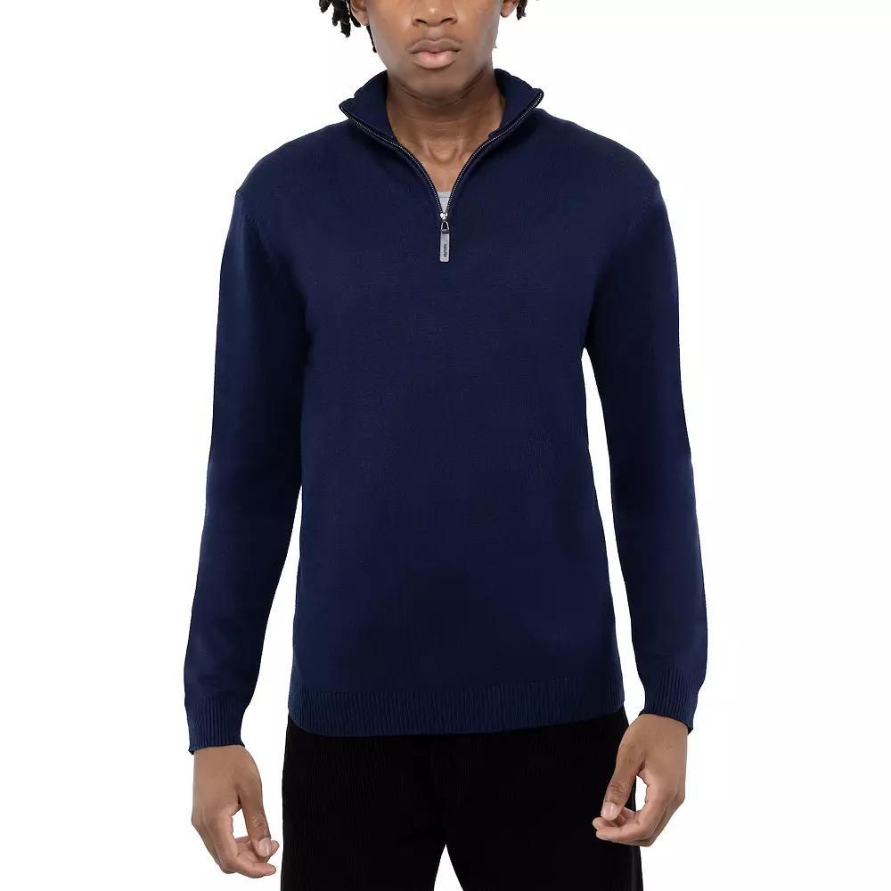 Men's Xray Quarter Zip Mockneck Sweater, Size: Medium, Blue Product Image