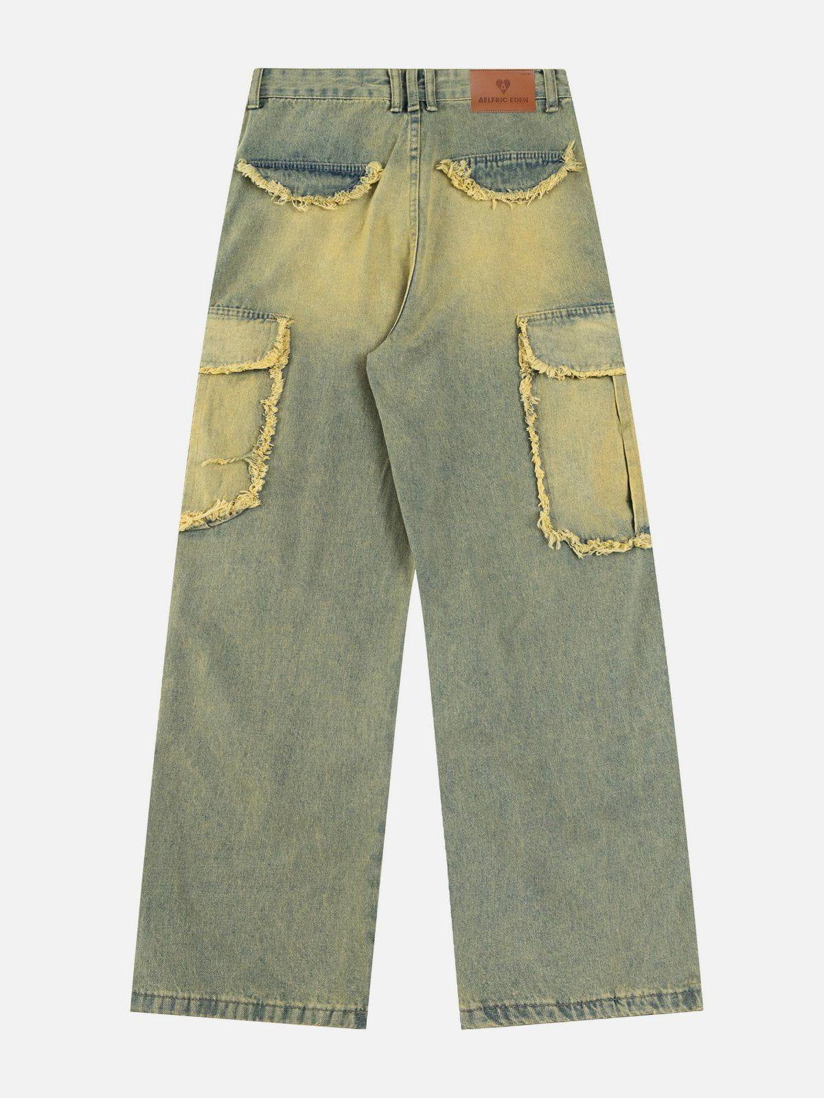 Aelfric Eden Multi Pocket Fringe Washed Jeans Product Image