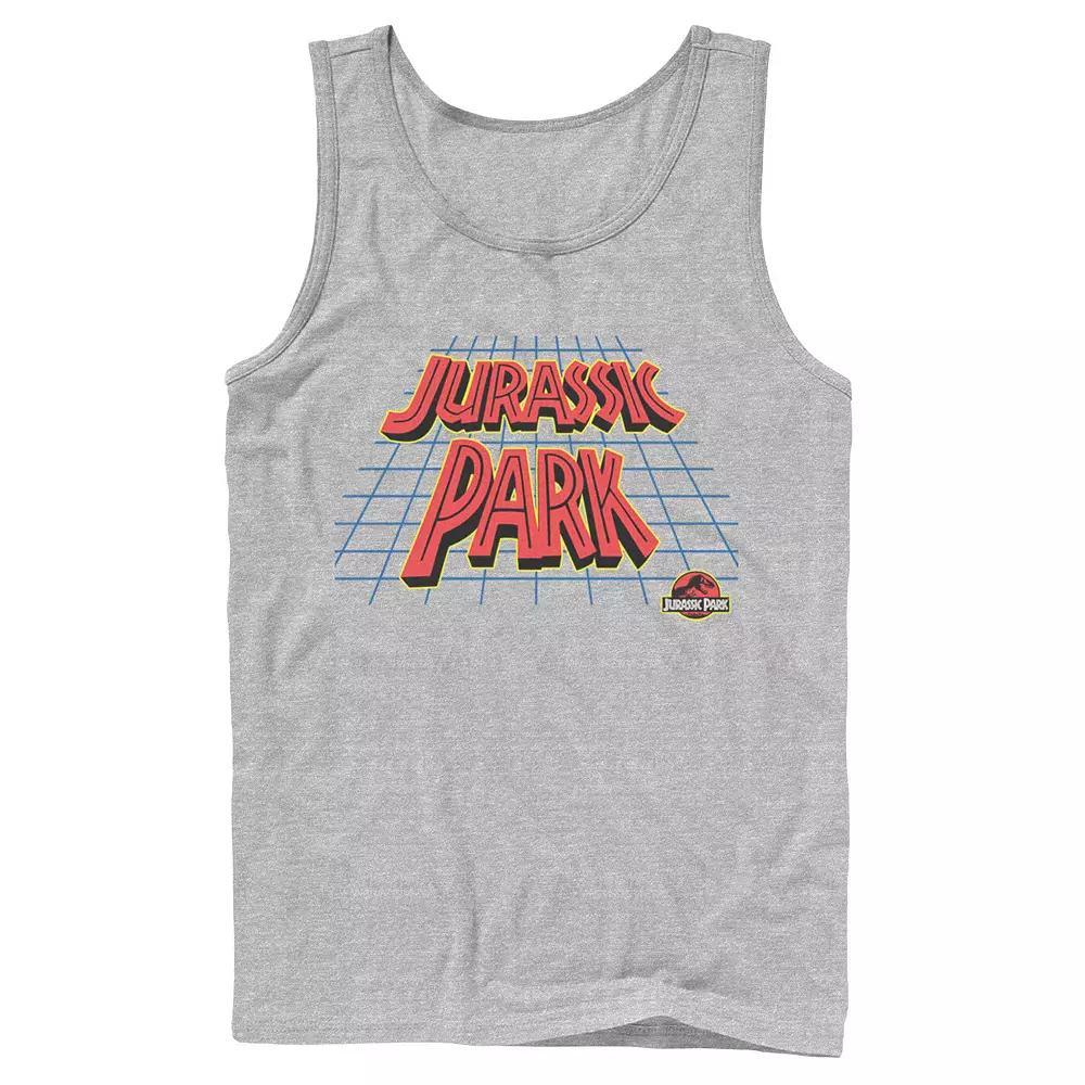 Men's Jurassic Park Tilted Retro Grid Logo Tank Top,  Product Image