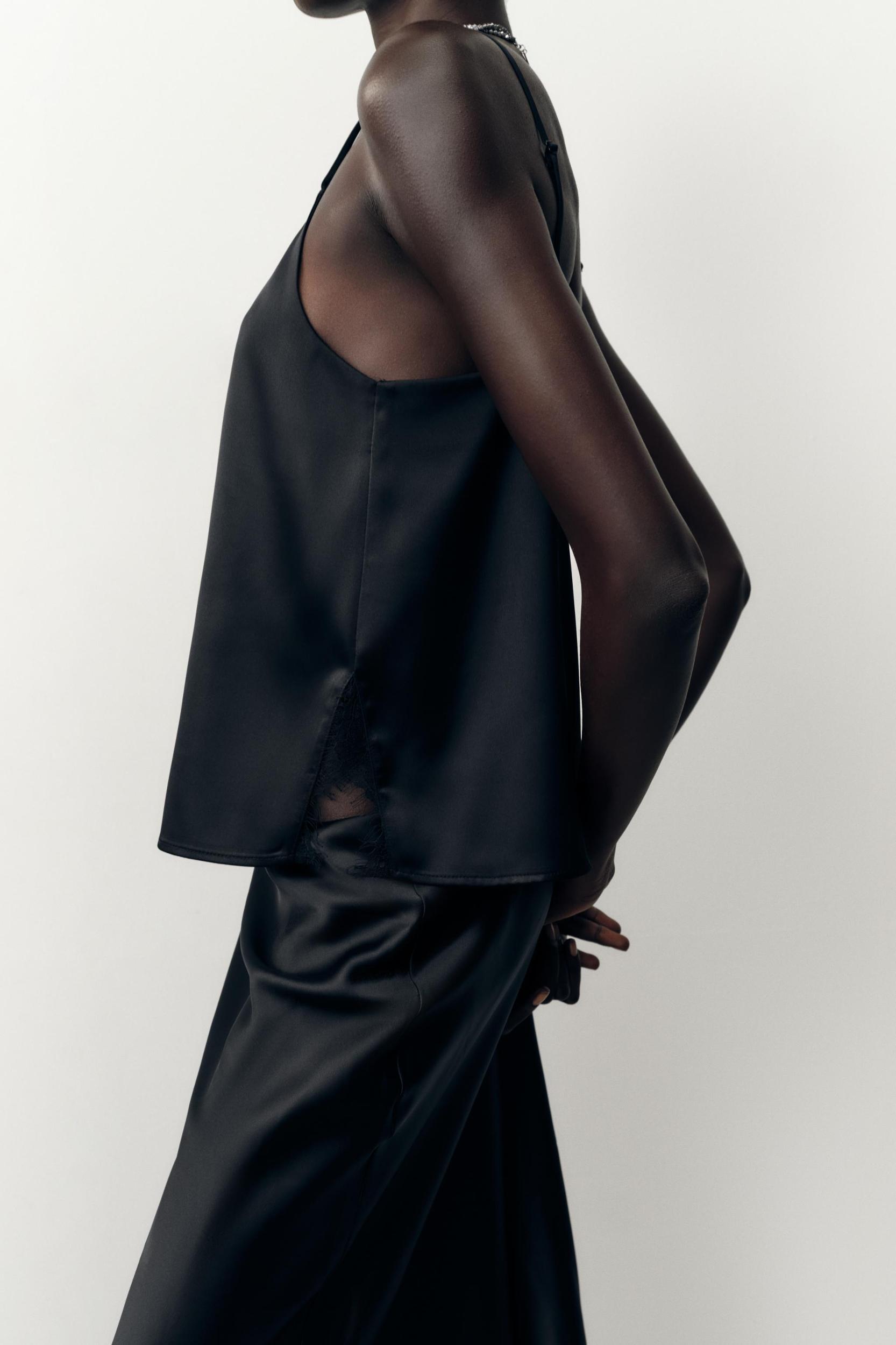 SATIN EFFECT LACE TOP Product Image